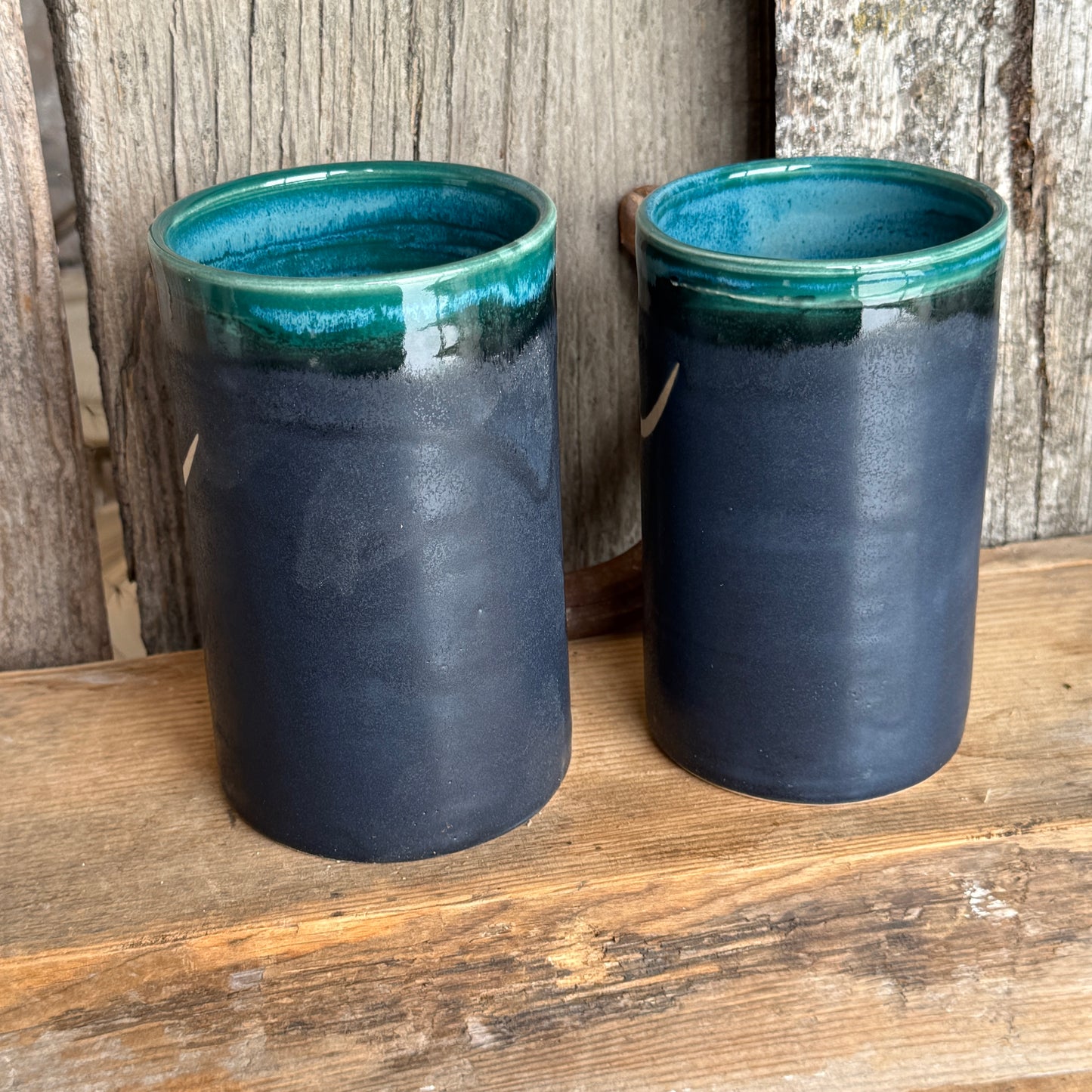 Cup Set of 2- Texas Longhorn Turquoise and Black