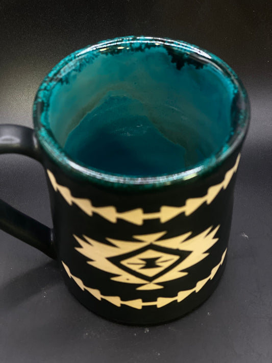 Southwestern Mug - Turquoise and Black