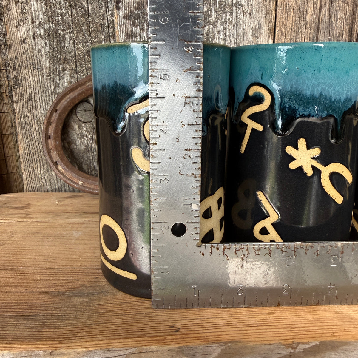 Cup Set of 4 - Kingman Turquoise and Gunmetal