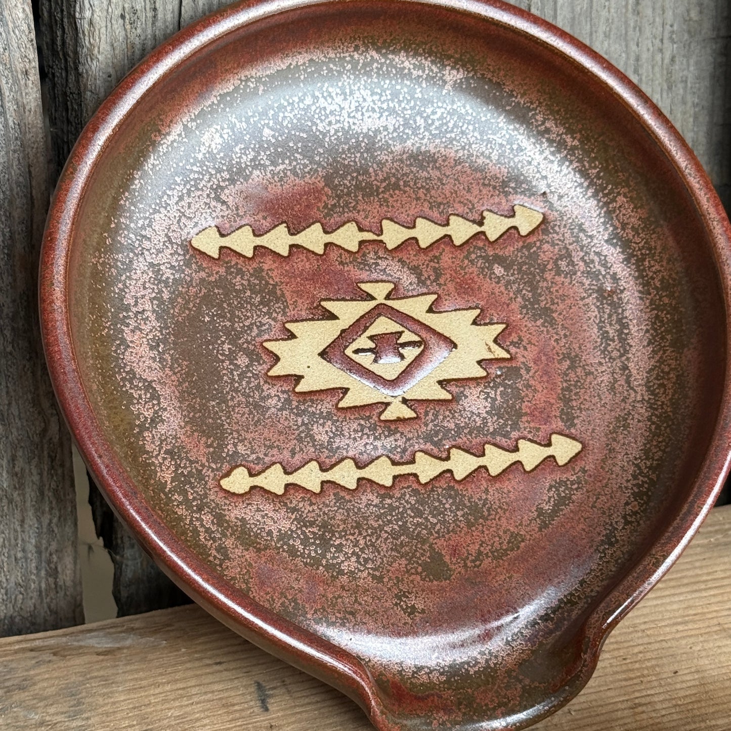 Kitchen Utensil Crock, spoon rest and Oil Bottle - Southwestern Copper