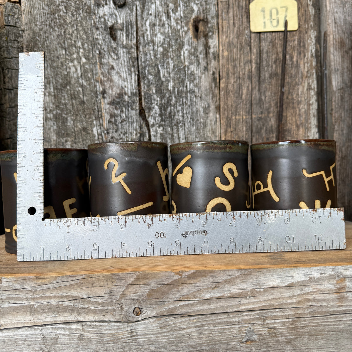 Cup Set of 4 - Leather Branded