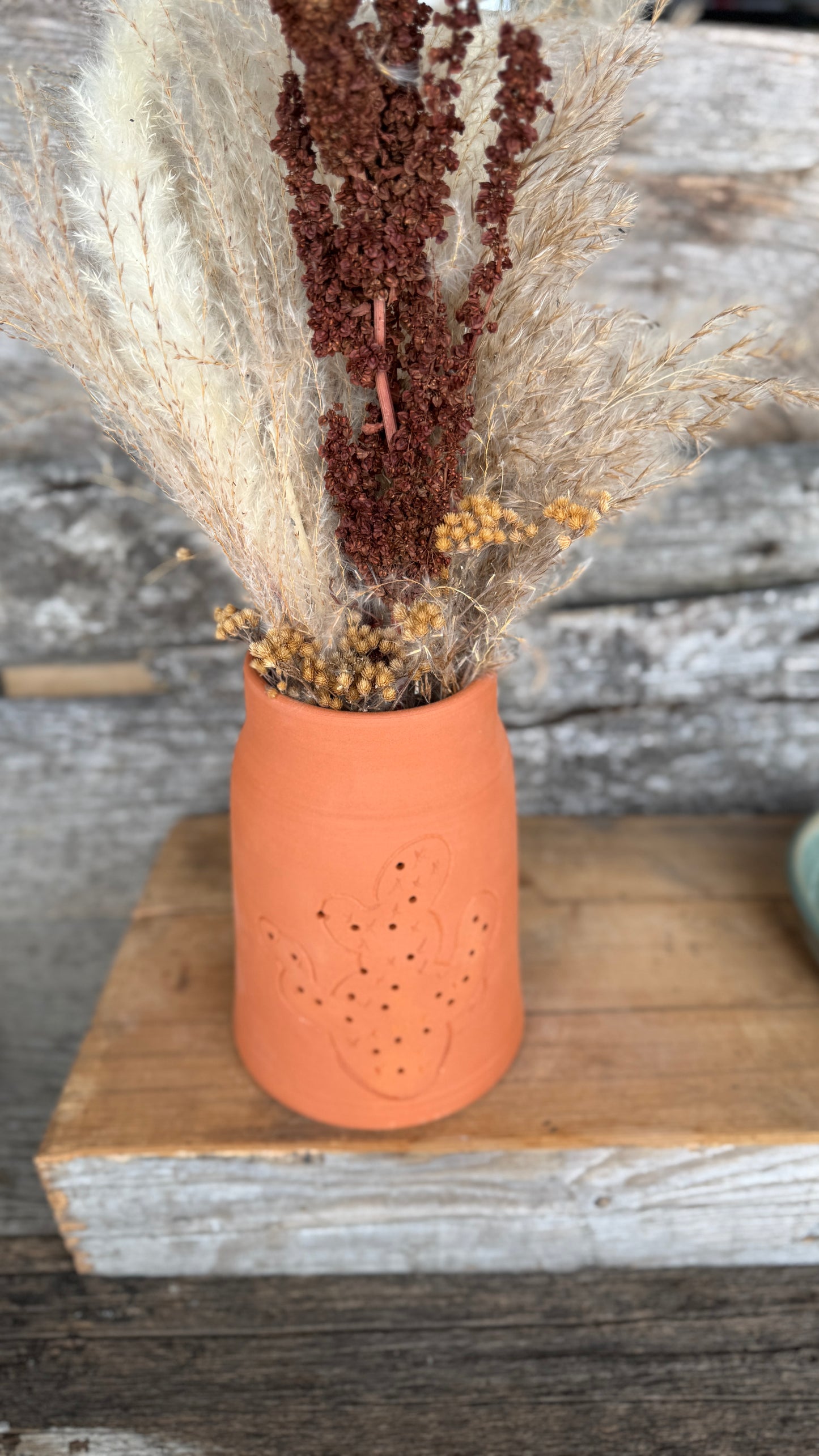 7” Prickly Pear Cactus Garlic Keeper and  Grate Plate