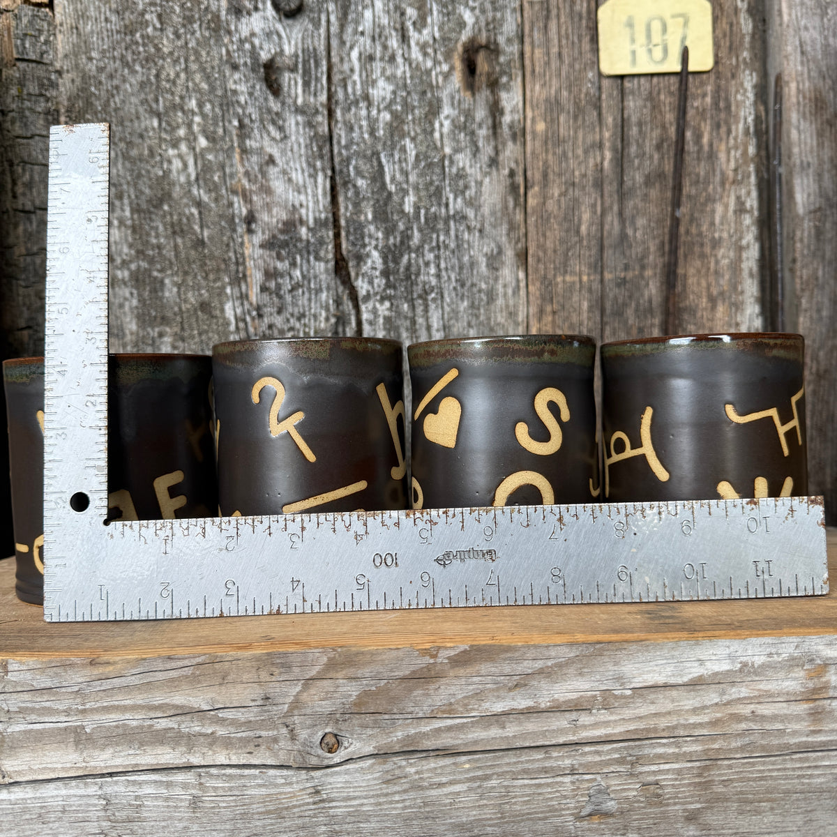 Cup Set of 4 - Leather Branded