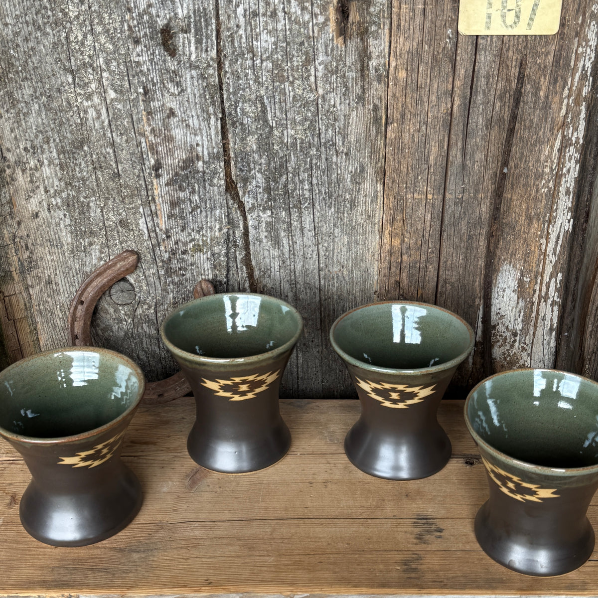 Margtini Cup Set of 4 - Sagebrush and leather