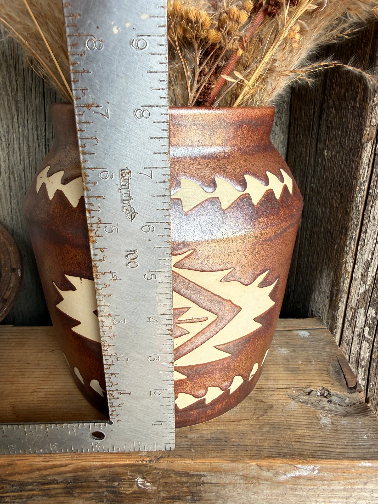 Kitchen Utensil Crock, spoon rest and Oil Bottle - Copper Southwestern