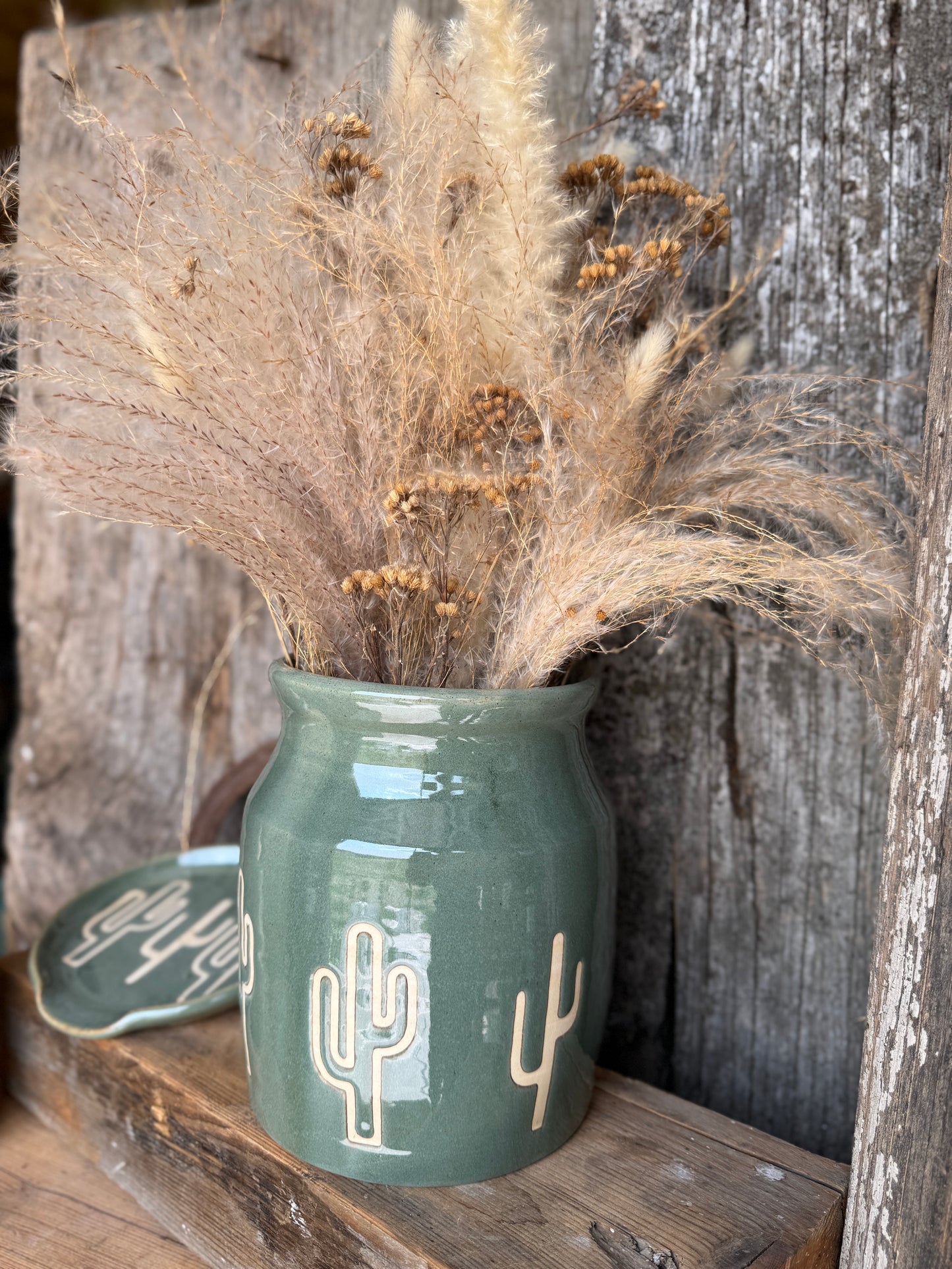 Kitchen Utensil Crock, spoon rest and soap dispenser- sagebrush cactus