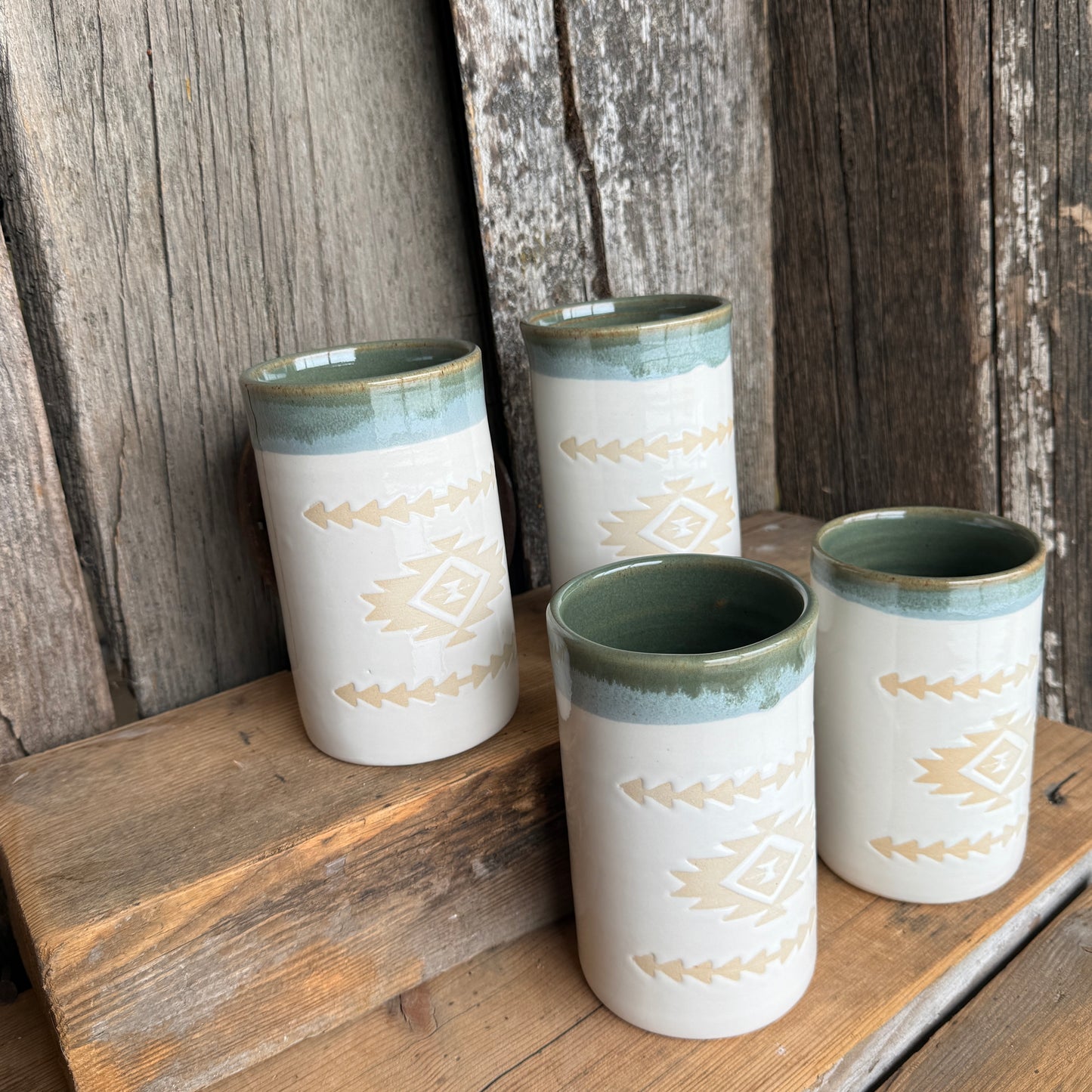 Cup Set of 4 - Southwestern White and Sagebrush