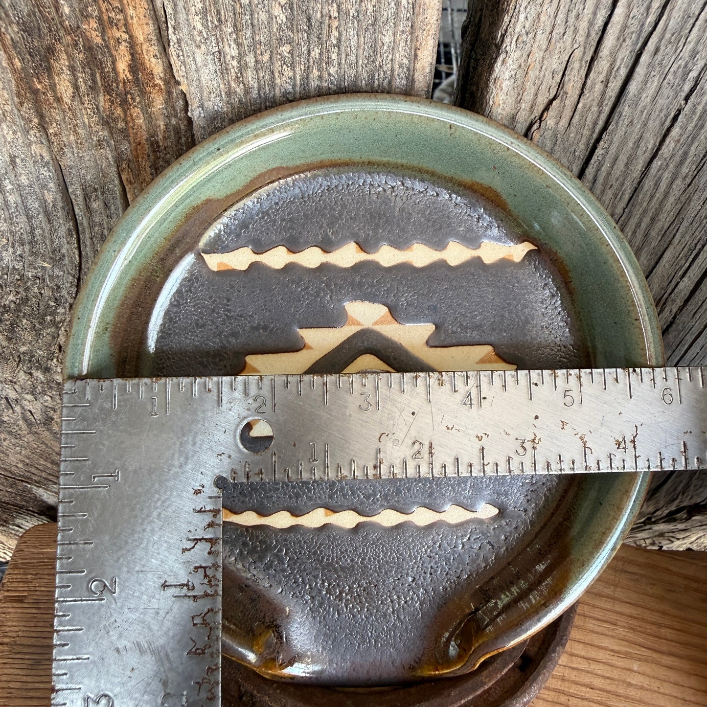 Soap dispenser and spoon rest -  southwestern Sagebrush and Leather