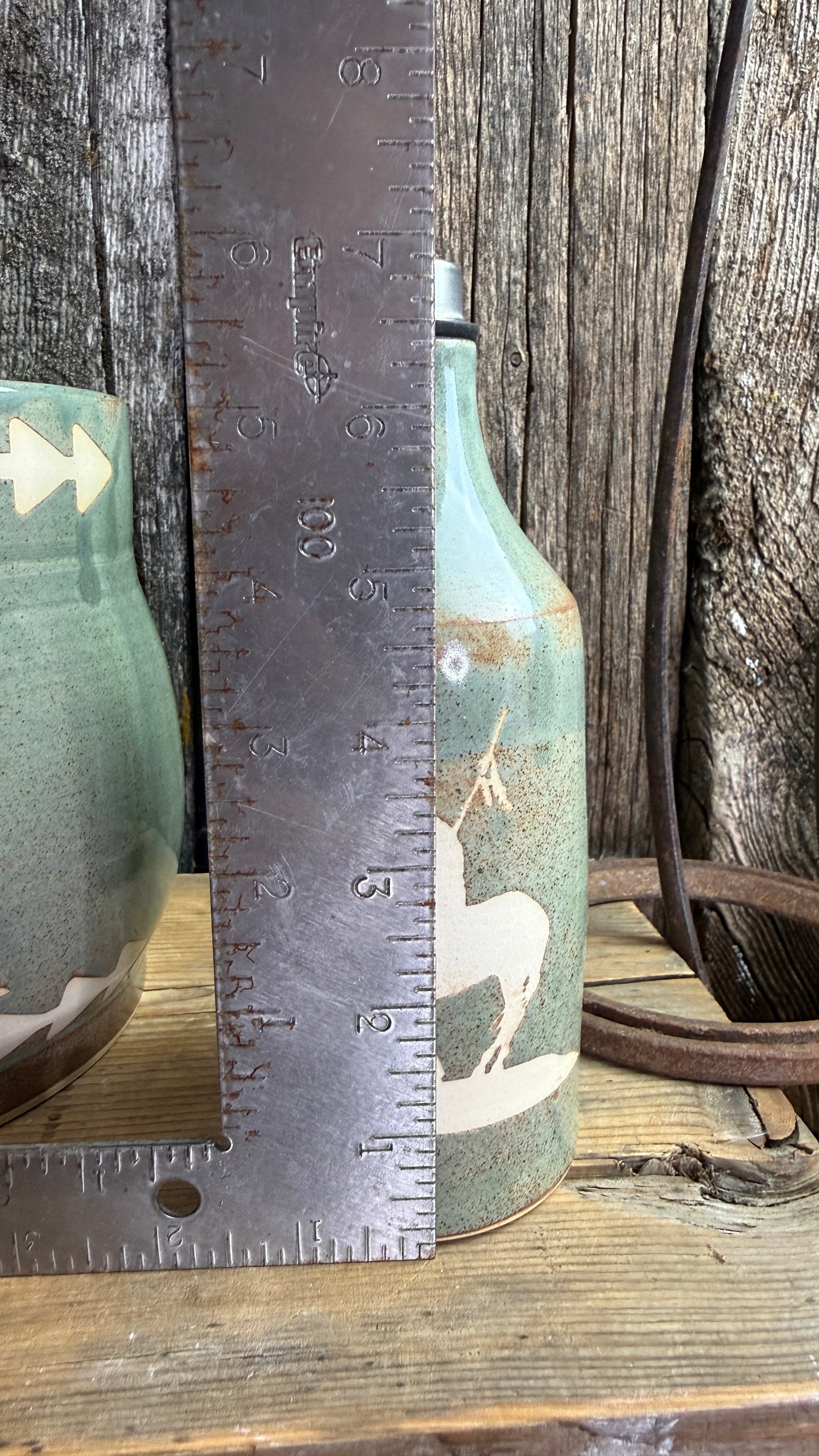 Kitchen Utensil Crock and oil bottle  dispenser - End of the Trail