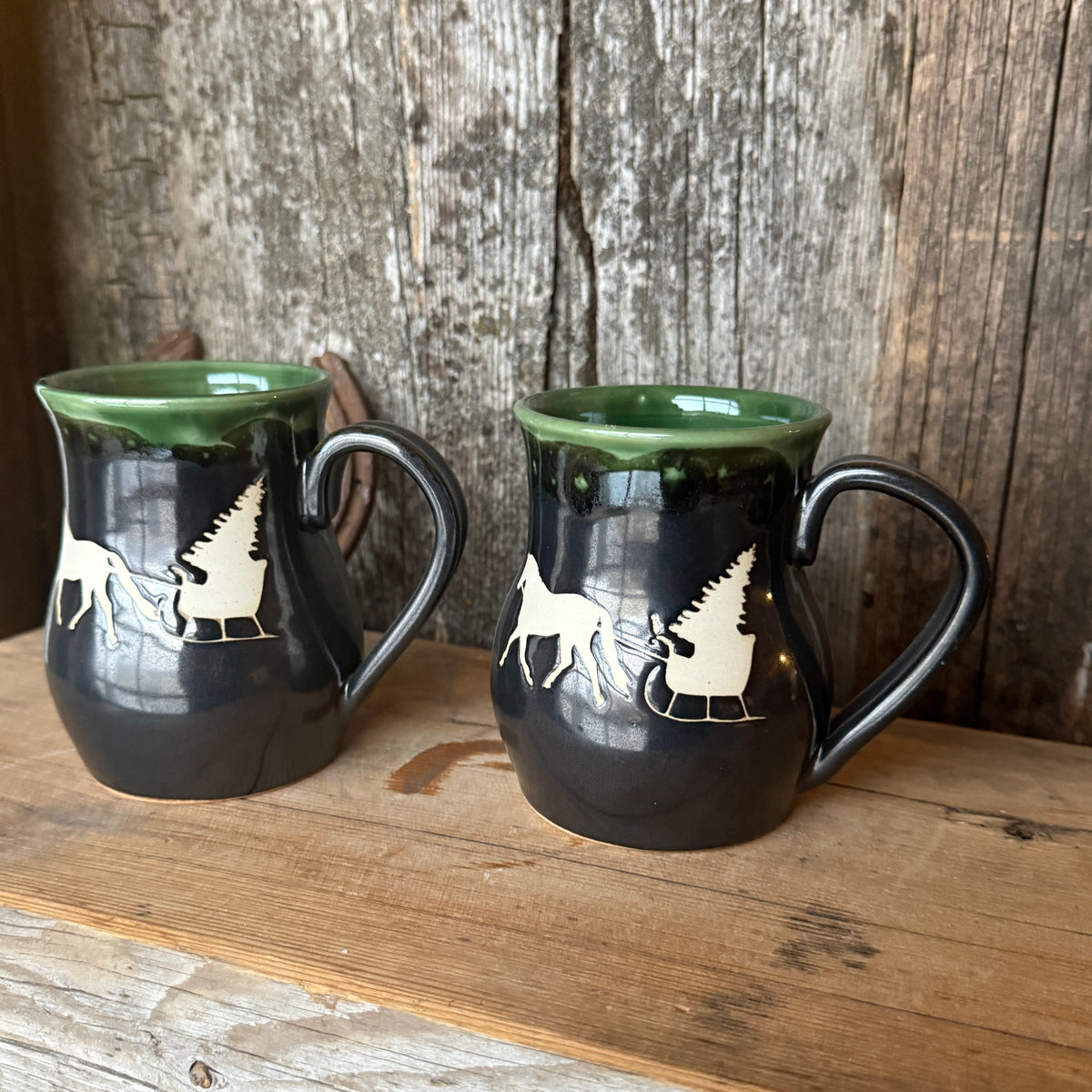 Coffee Mug - Gunmetal Christmas Horse and Sleigh