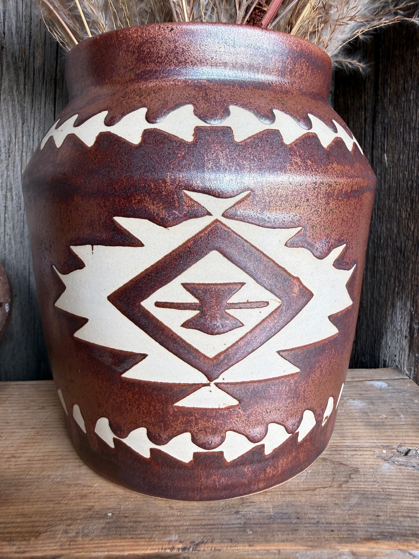Kitchen Utensil Crock, spoon rest and Oil Bottle - Copper Southwestern