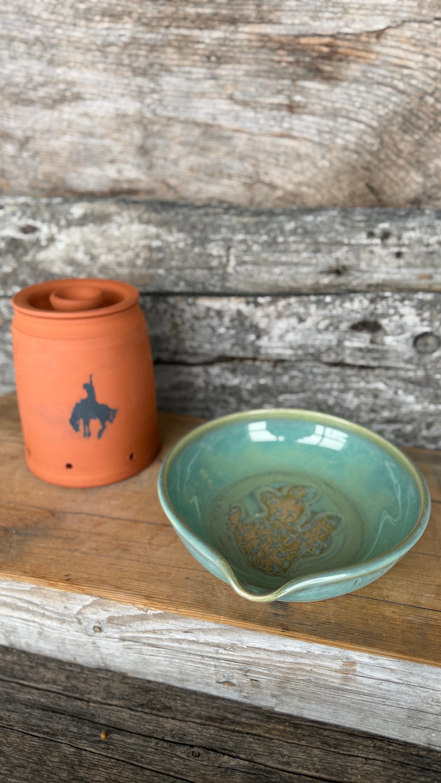Garlic Keeper and Garlic Grate Plate - Bronc and Prickly Pear