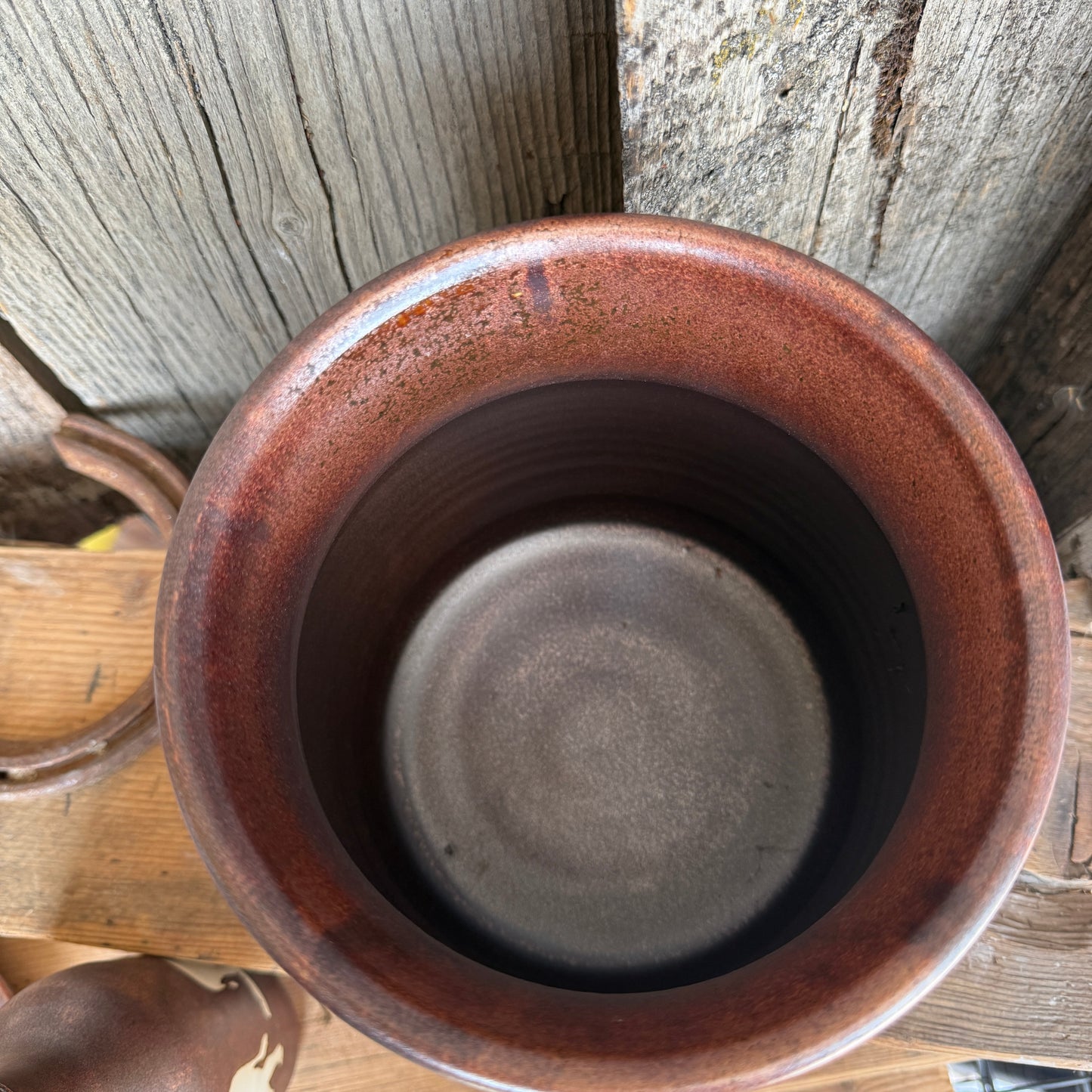 Kitchen Utensil Crock, spoon rest and Oil Bottle - Copper Cattle
