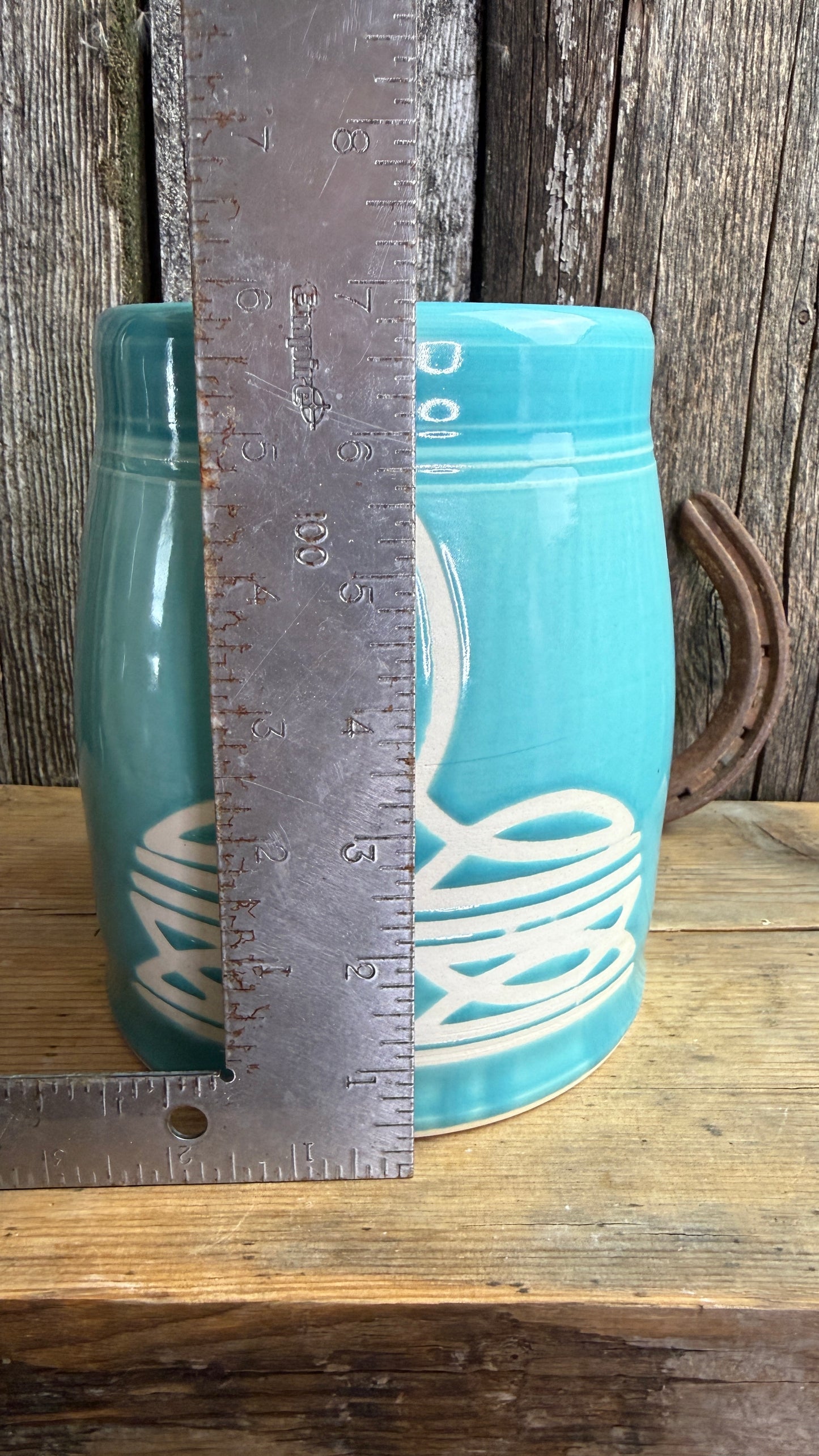 Kitchen Utensil Crock and oil bottle  dispenser - Tiffany Turquoise