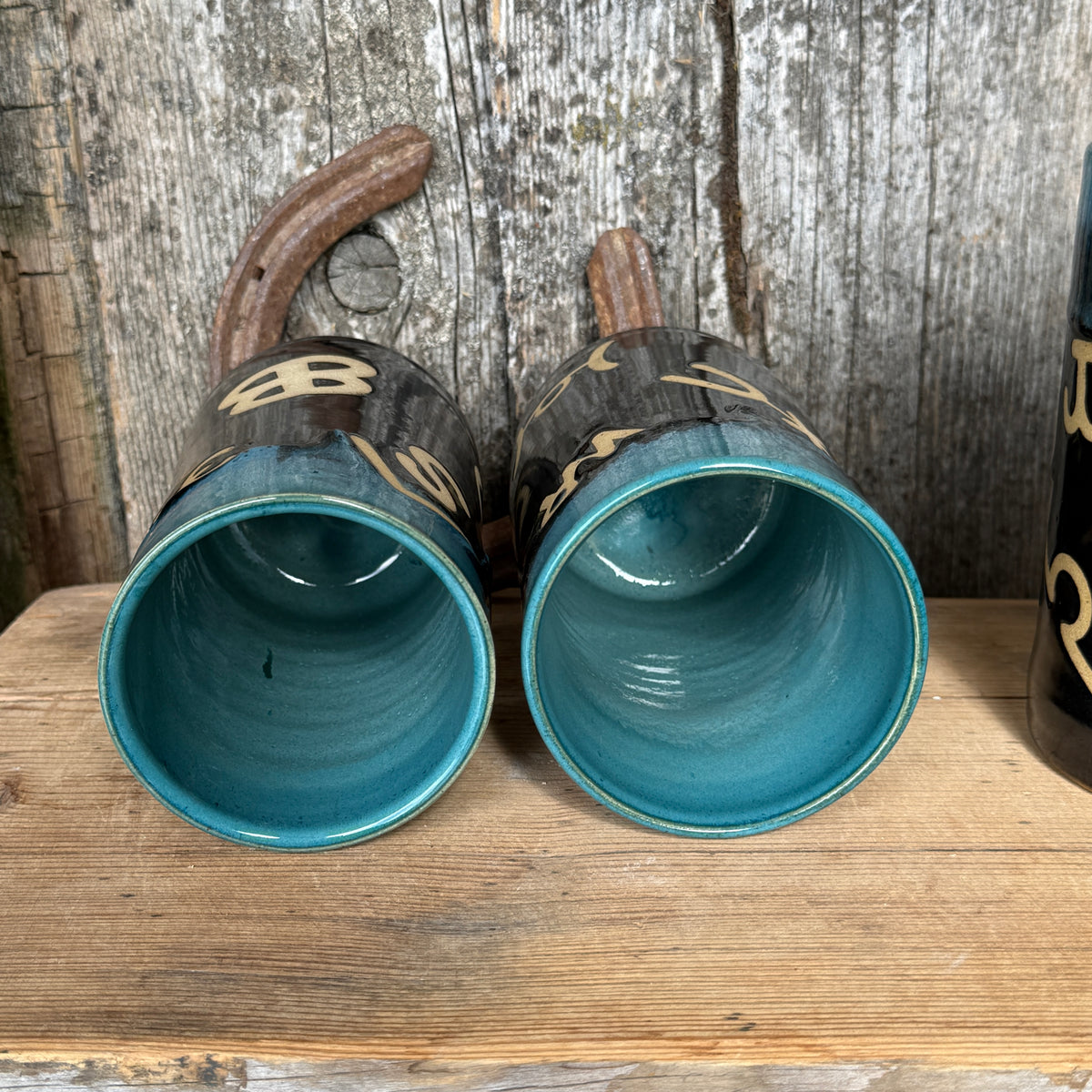 Cup Set of 4 - Kingman Turquoise and Gunmetal