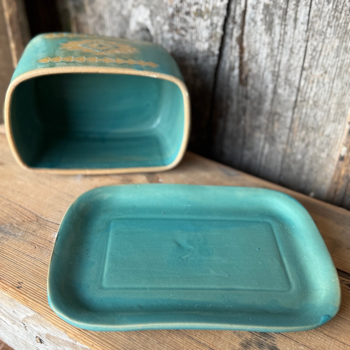 Butter Dish Turquoise Matte Southwestern