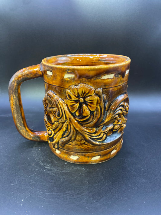 Carved Leather and Buckstitch Mug