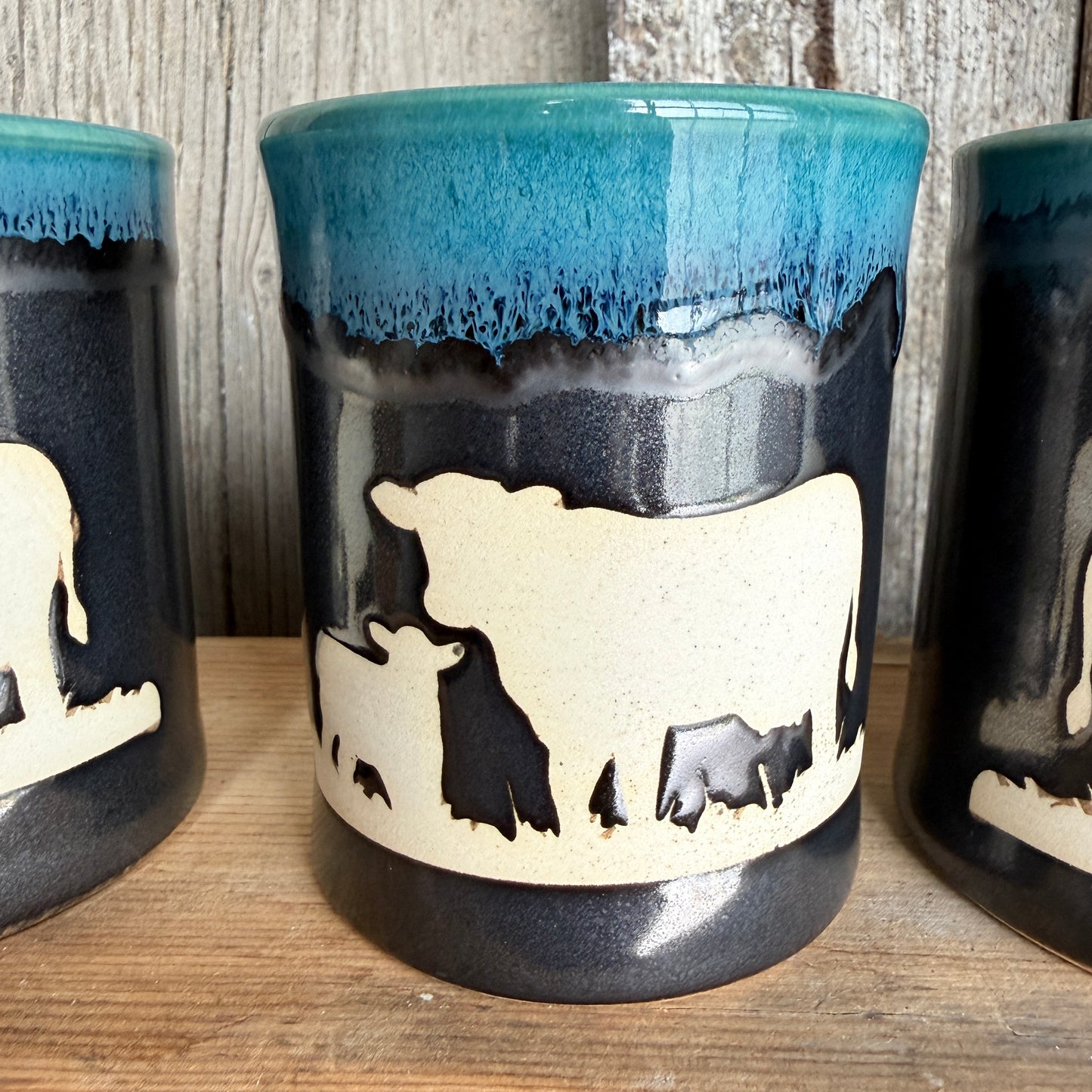Cup Set of 4 - Cattle Turquoise and Gunmetal