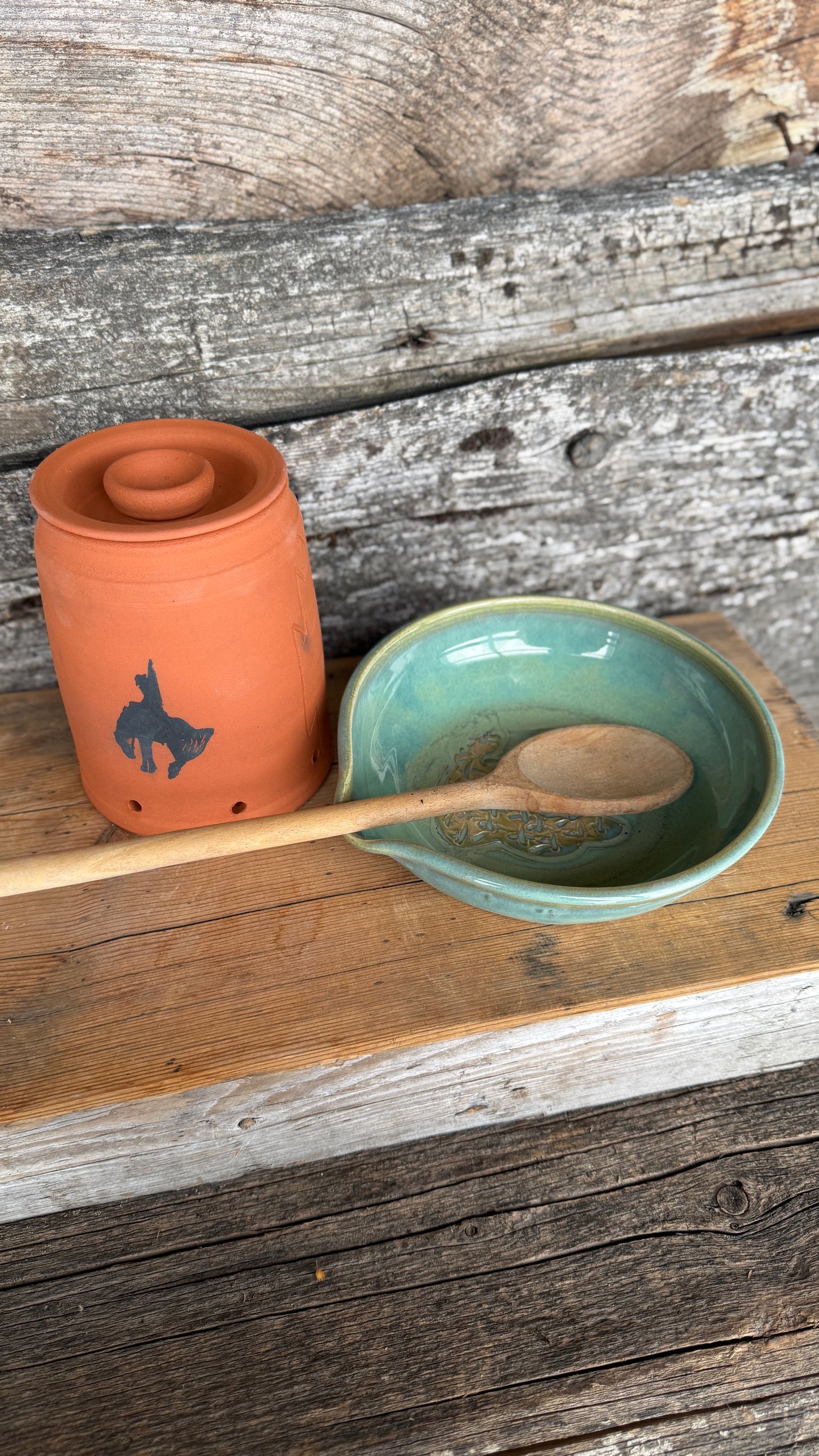 Garlic Keeper and Garlic Grate Plate - Bronc and Prickly Pear
