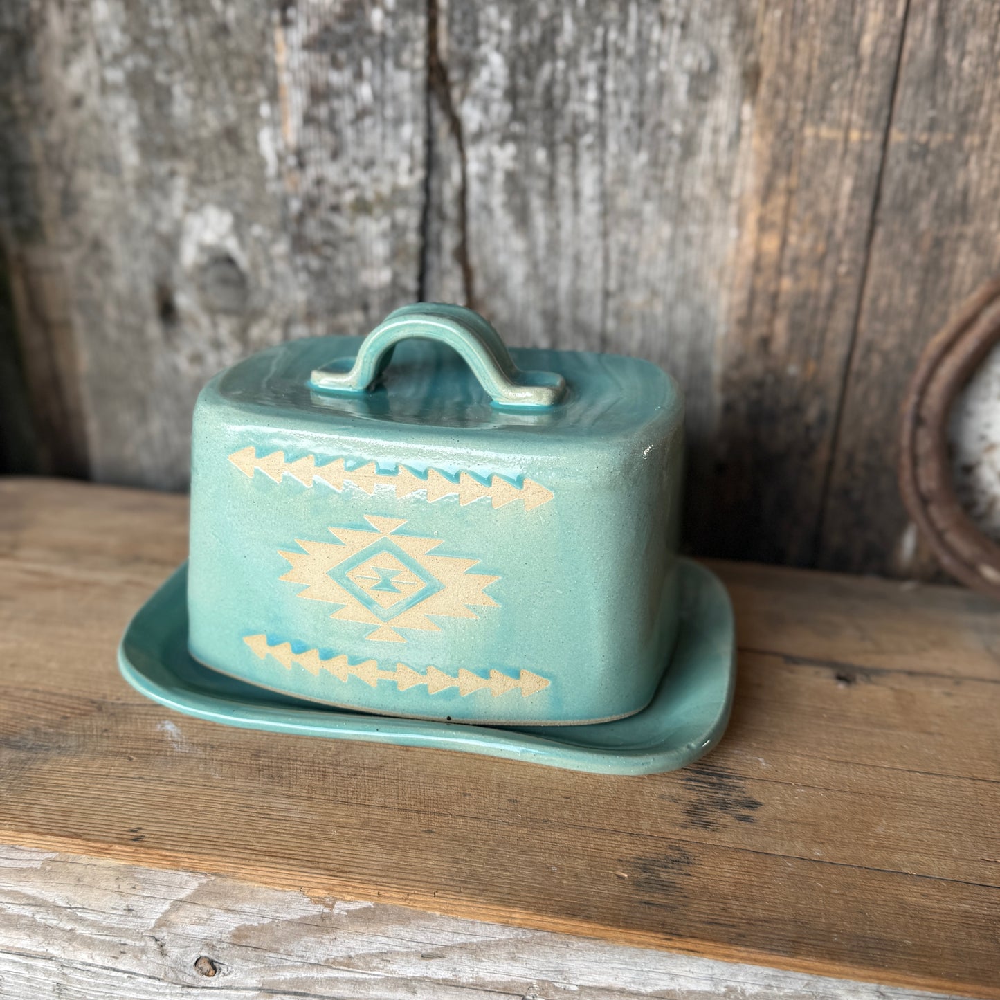 Butter Dish Tiffany Turquoise Southwestern