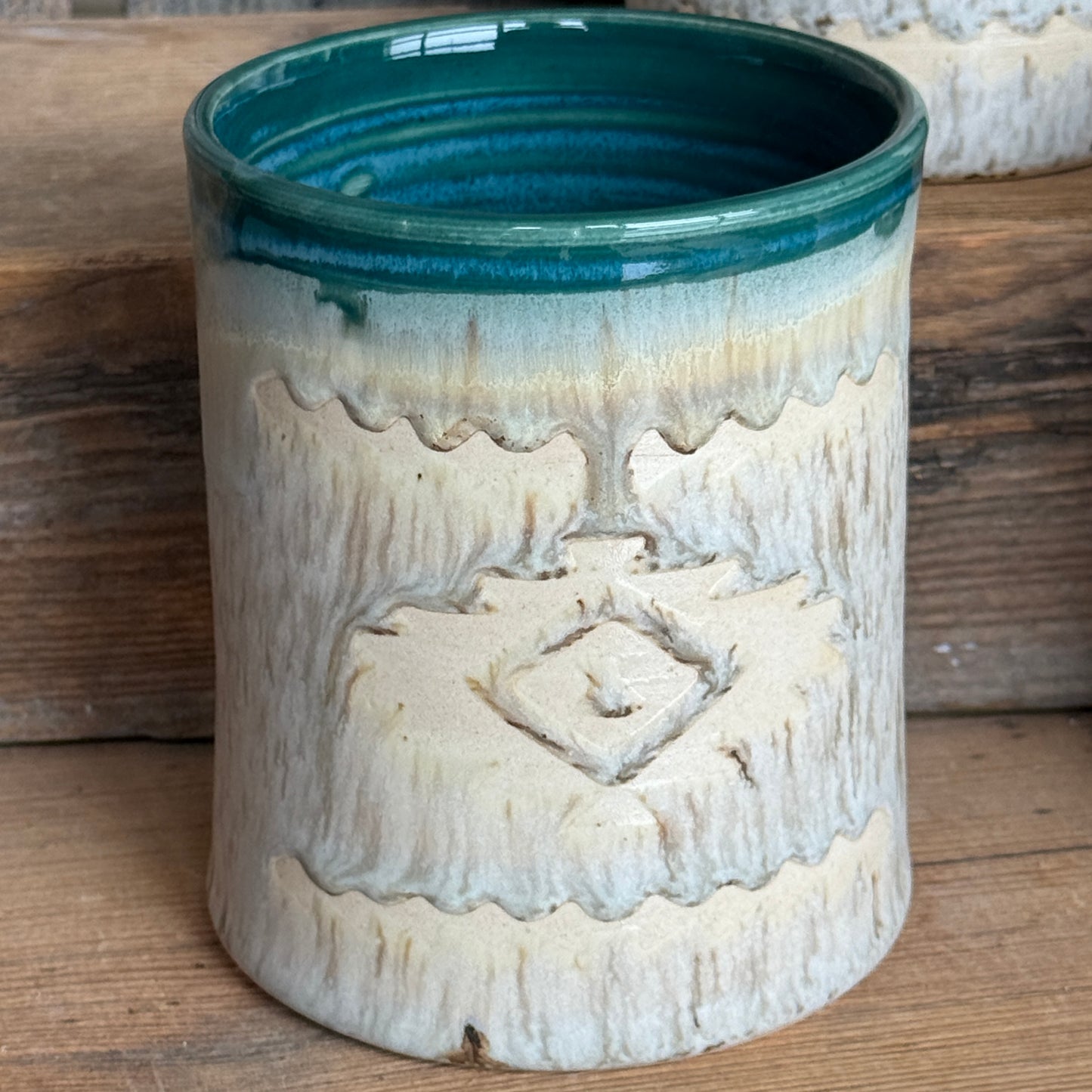 Cup Set of 4 - Southwestern Speckle park and Turquoise Green