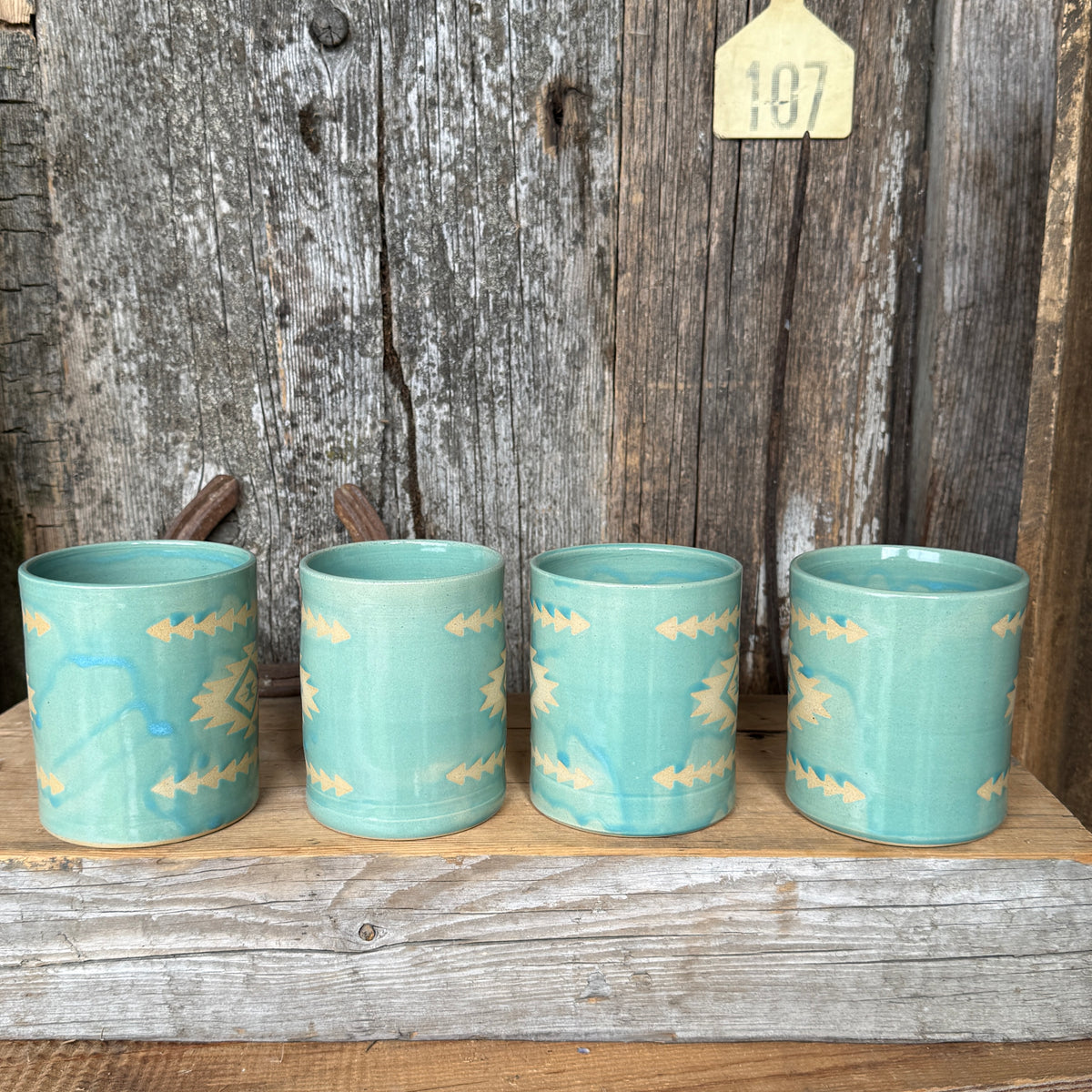 Cup Set of 4 - Tiffany Turquoise Southwestern