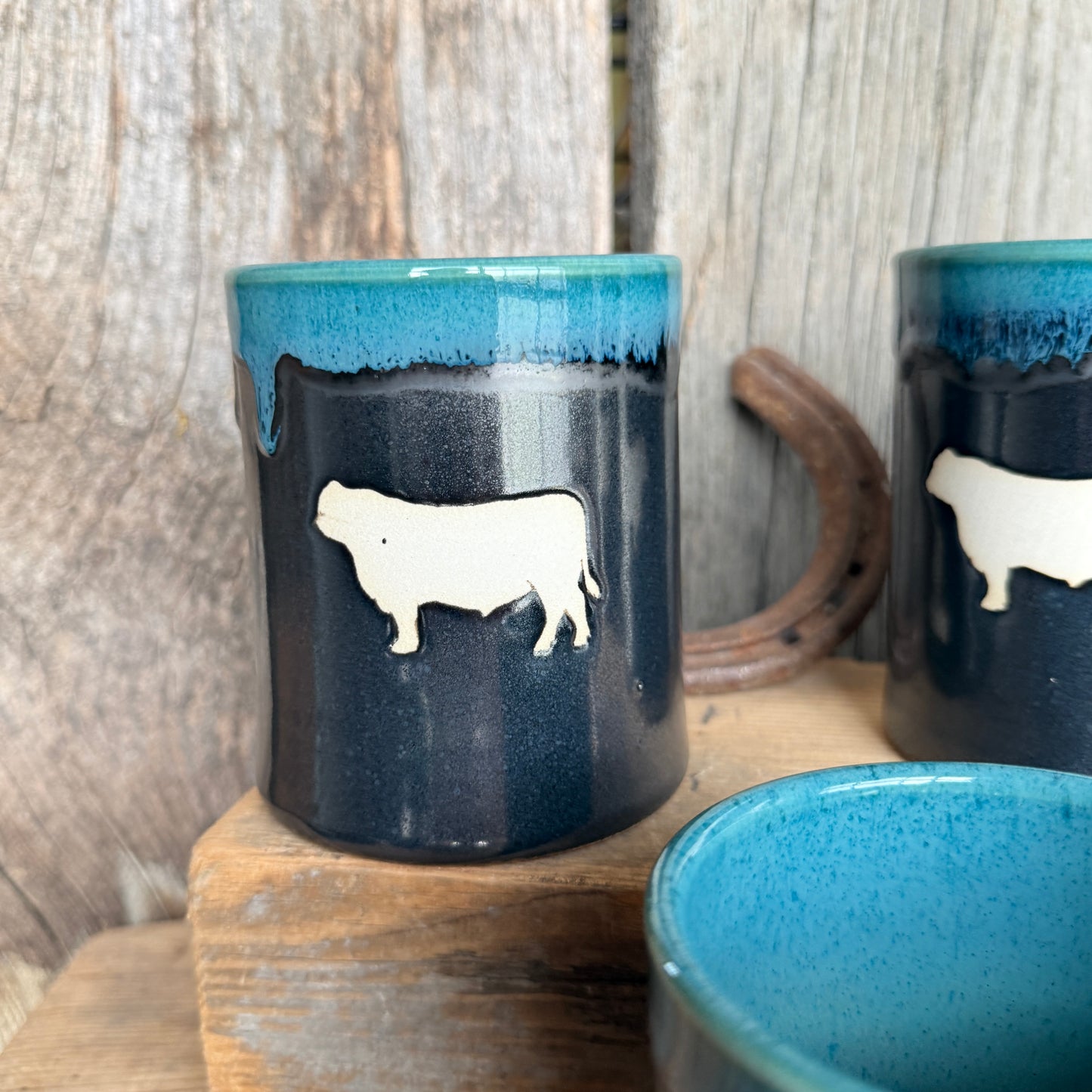 Cup Set of 4 - Cattle Turquoise and Gunmetal
