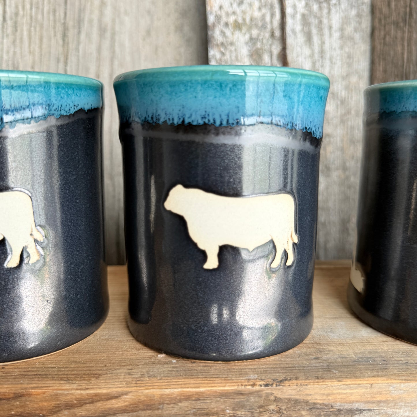Cup Set of 4 - Cattle Turquoise and Gunmetal