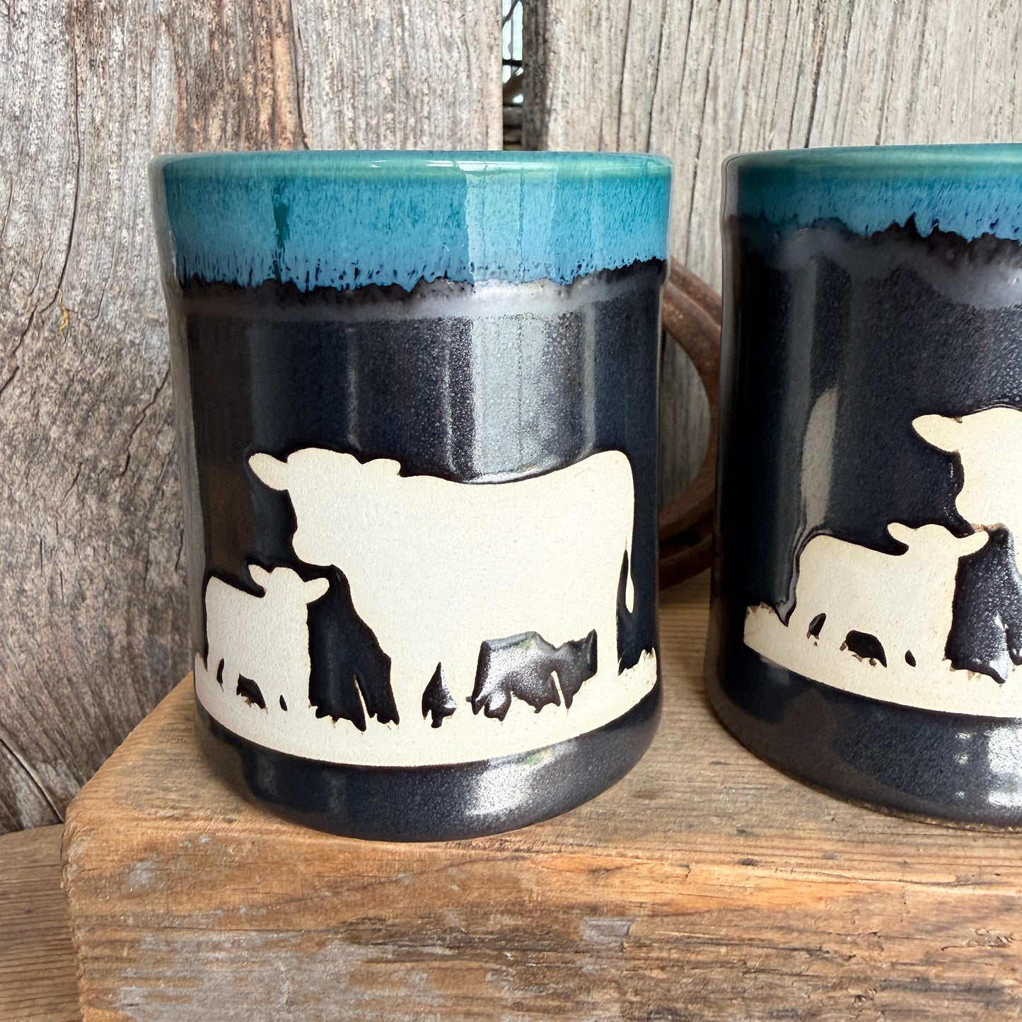 Cup Set of 4 - Cattle Turquoise and Gunmetal