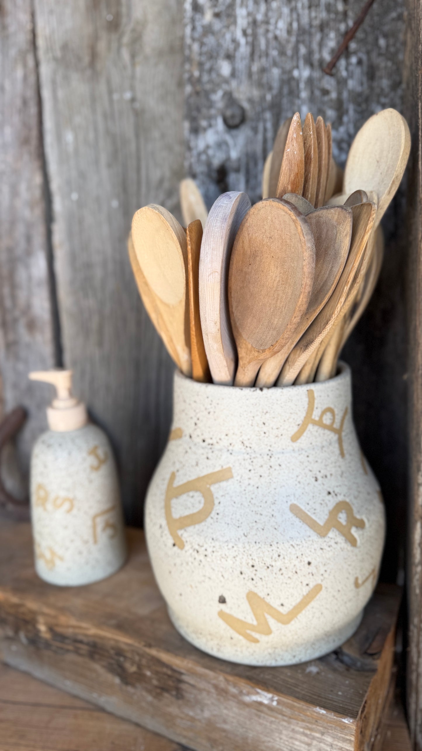 Kitchen Utensil Crock and Soap Dispenser - Branded