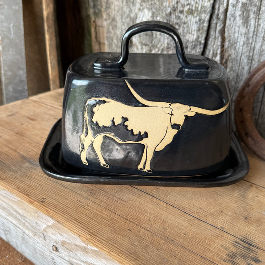Butter Dish Gunmetal Longhorn