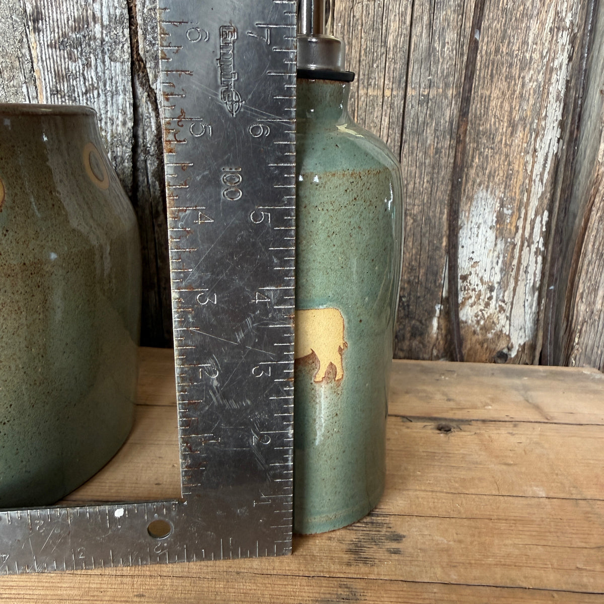 Kitchen Utensil Crock, spoon rest and oil bottle- Sagebrush Branded Cattle