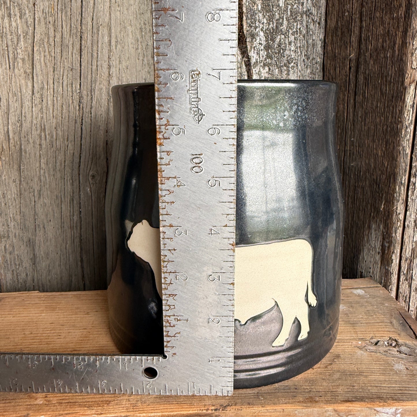 Kitchen Utensil Crock, spoon rest and soap dispenser- gunmetal cattle