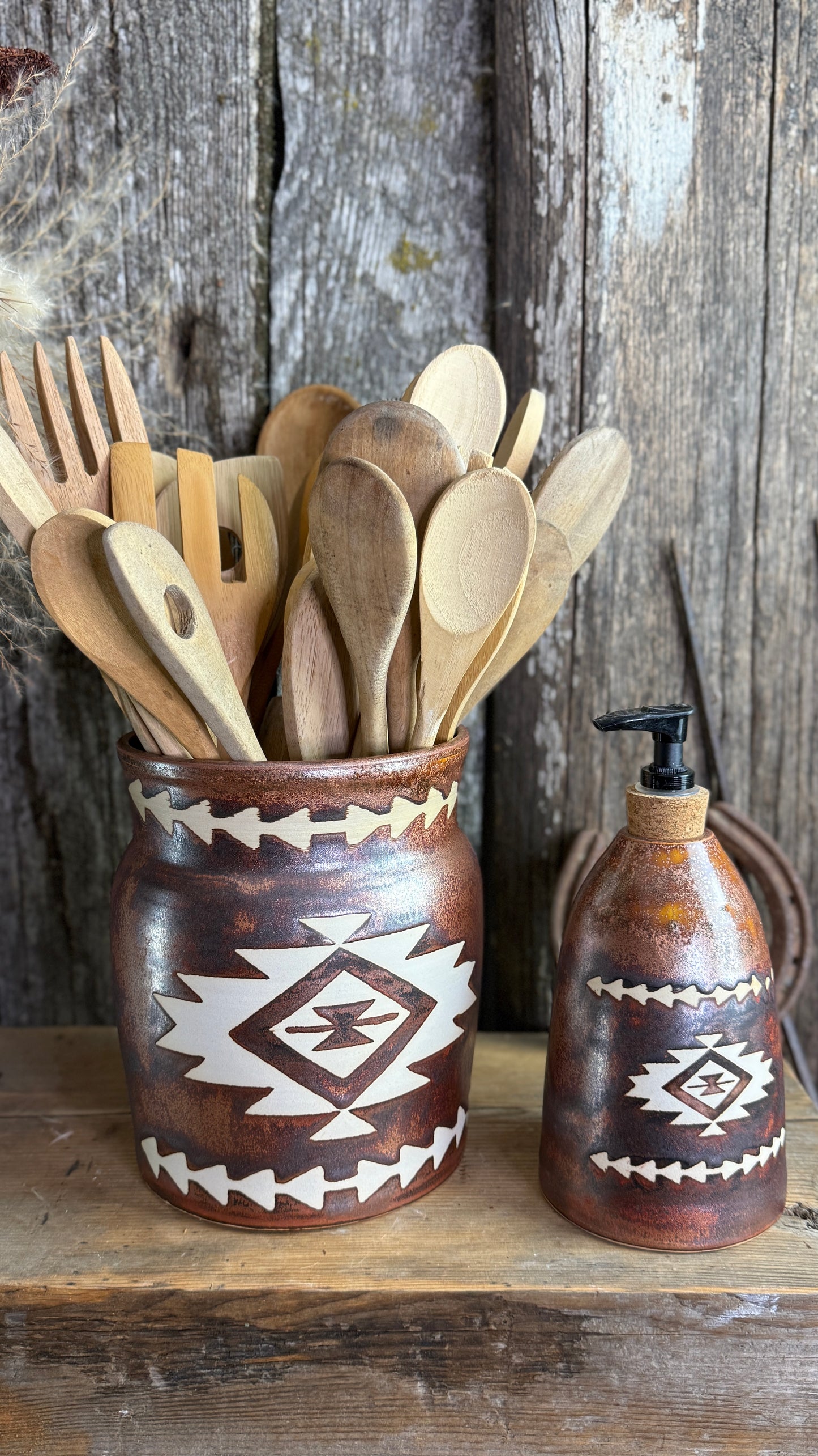 Kitchen Utensil Crock and soap dispenser - Copper