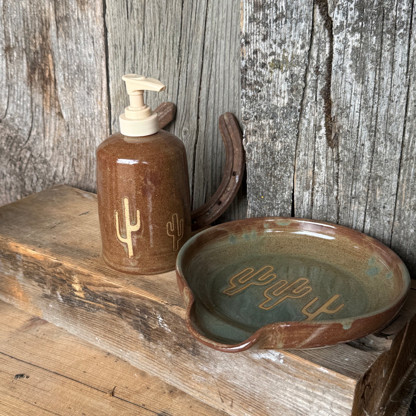 Spoon Rest and Soap Dispenser- Cactus Sagebrush
