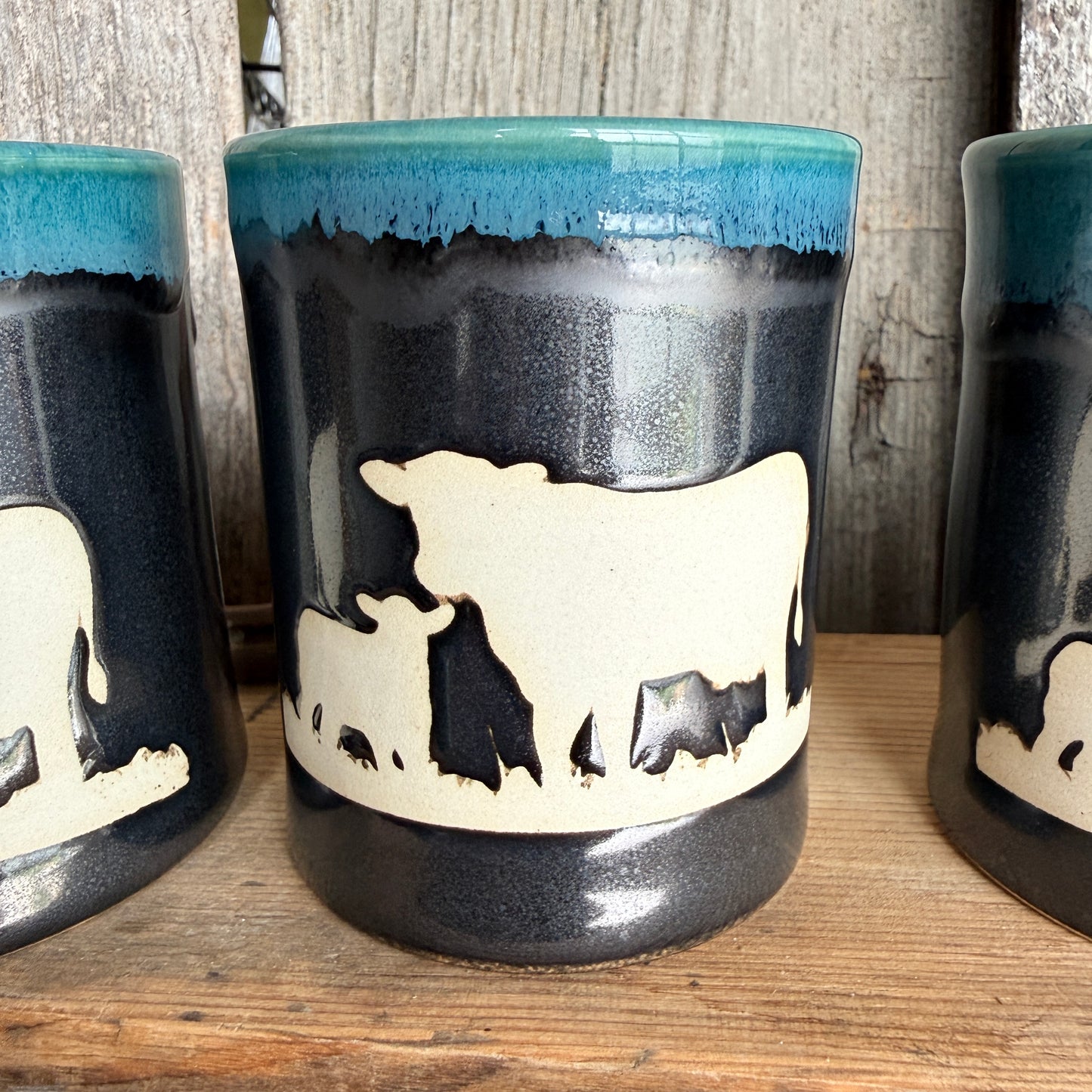 Cup Set of 4 - Cattle Turquoise and Gunmetal