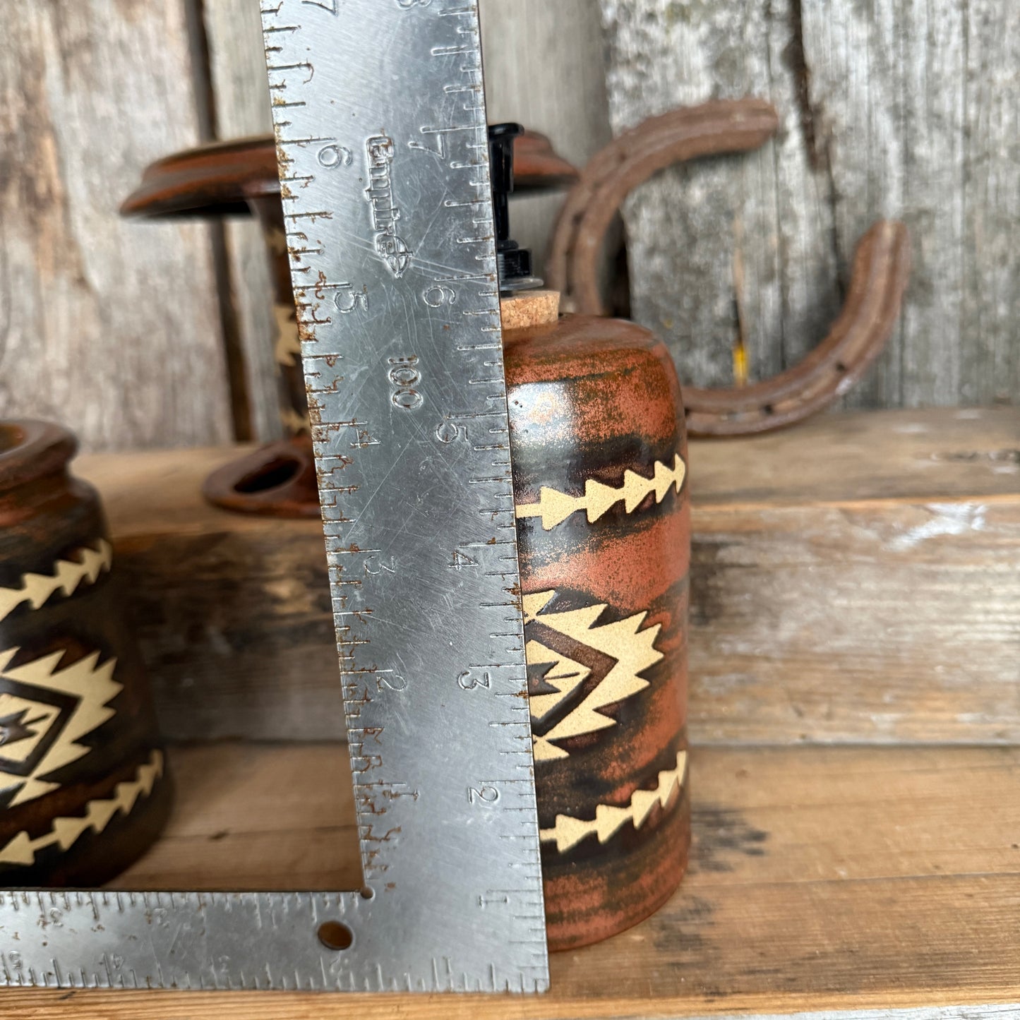 Bathroom Set of 3 - Soap Bottle, canister, and toothbrush holder - Southwestern Copper