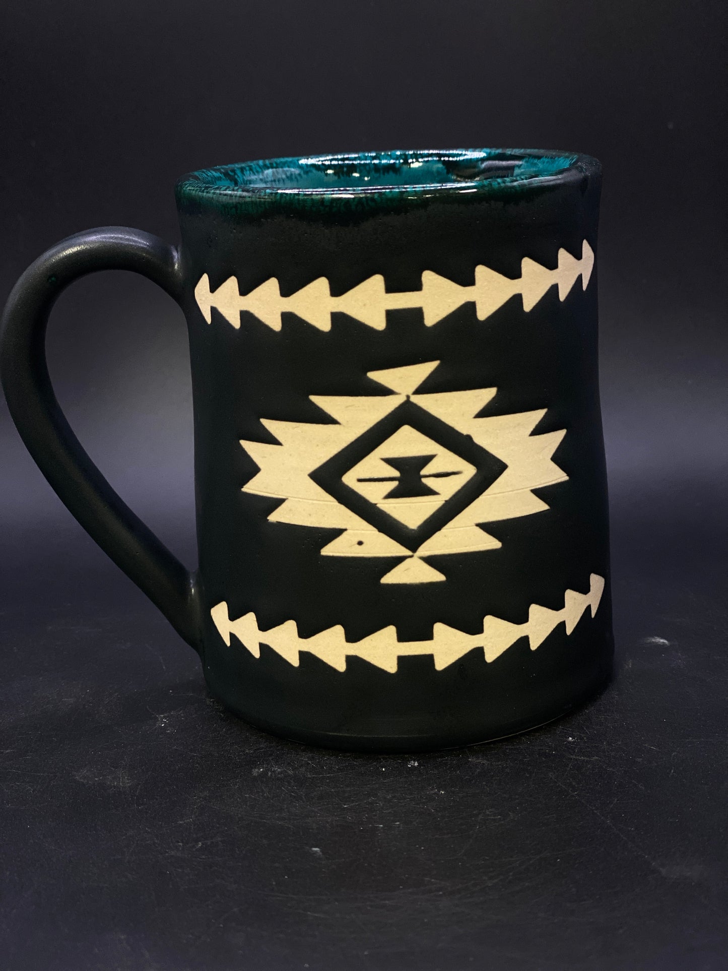 Southwestern Mug - Turquoise and Black