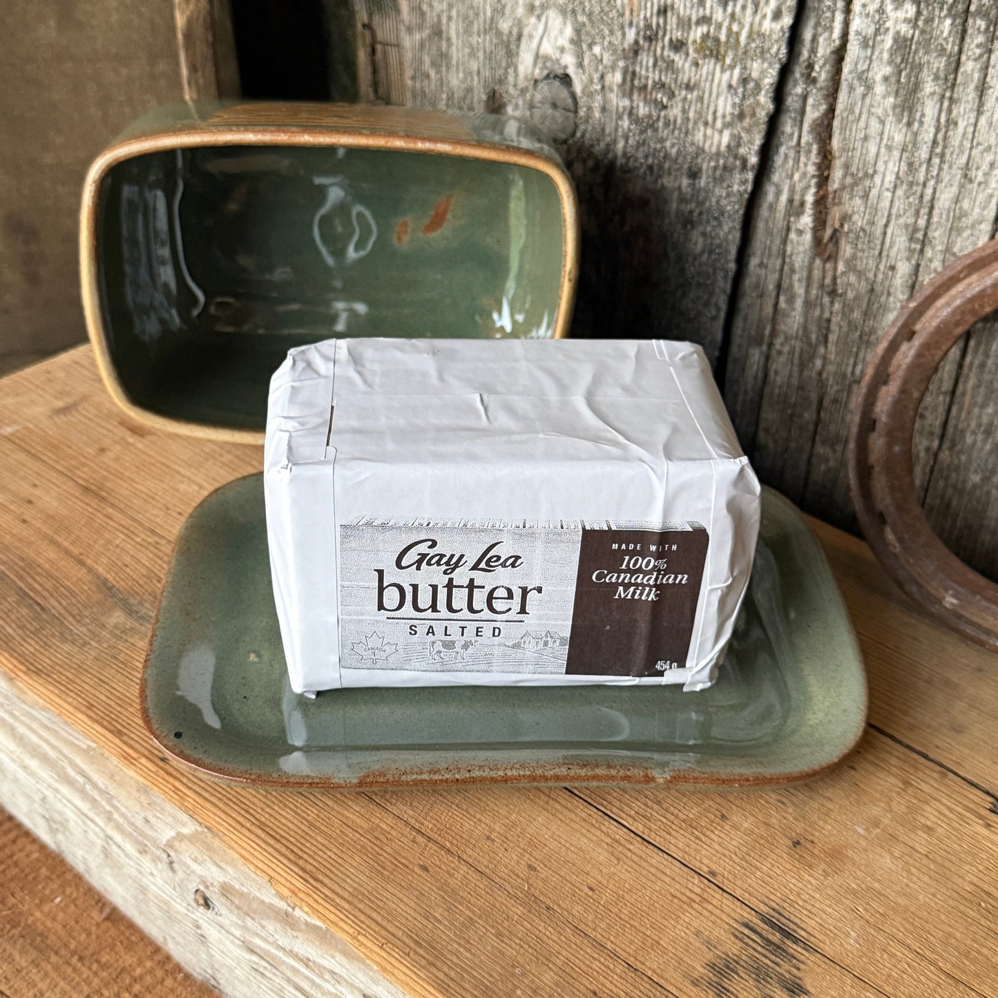 Butter Dish Sagebrush  Boot Stitch