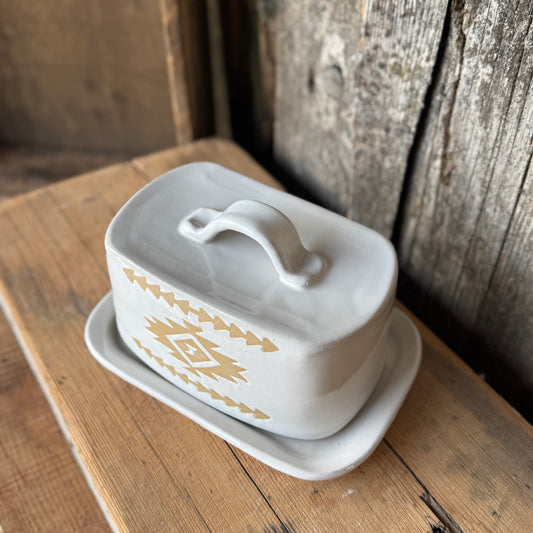 Butter Dish white Southwestern (2)