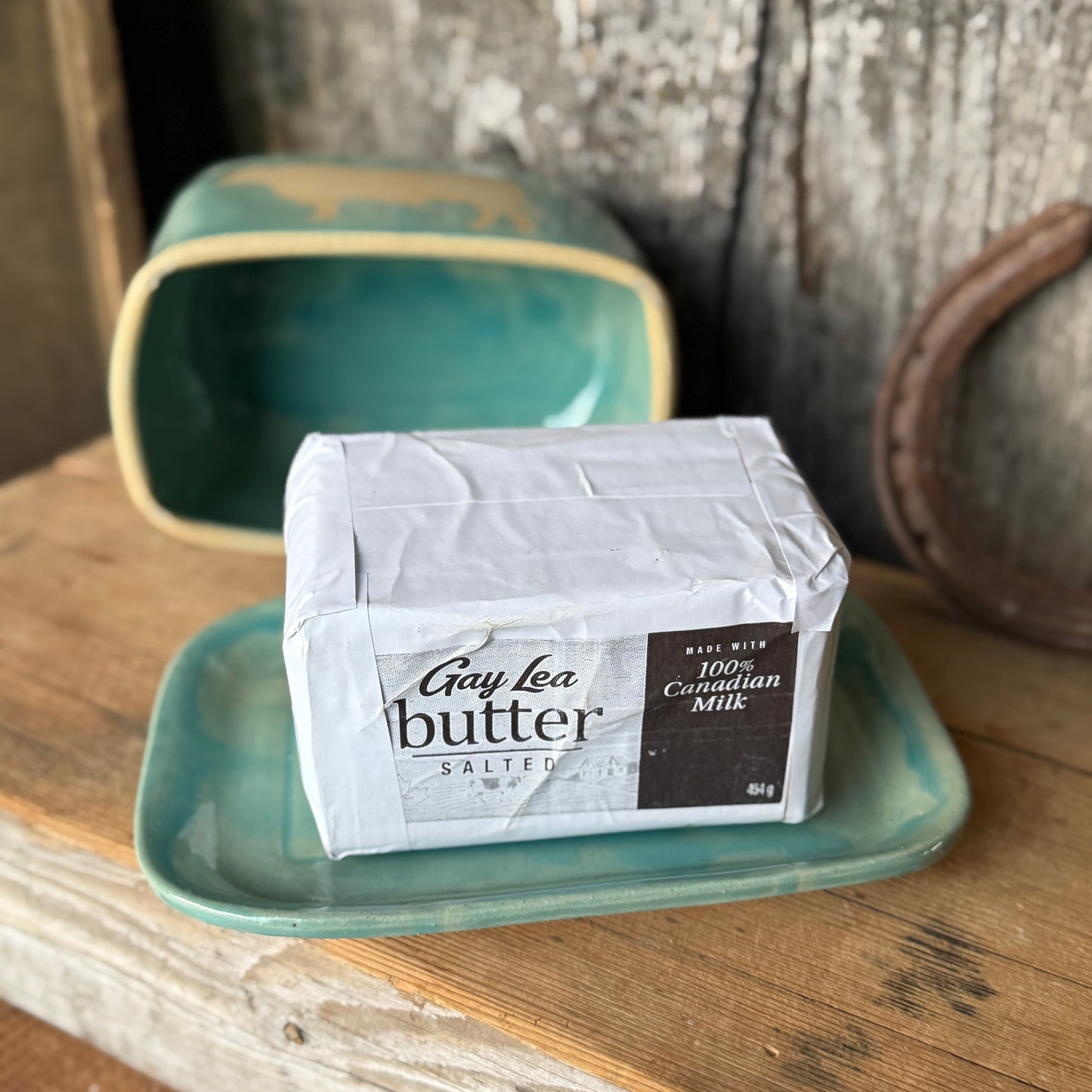 Butter Dish Tiffany Turquoise Cattle