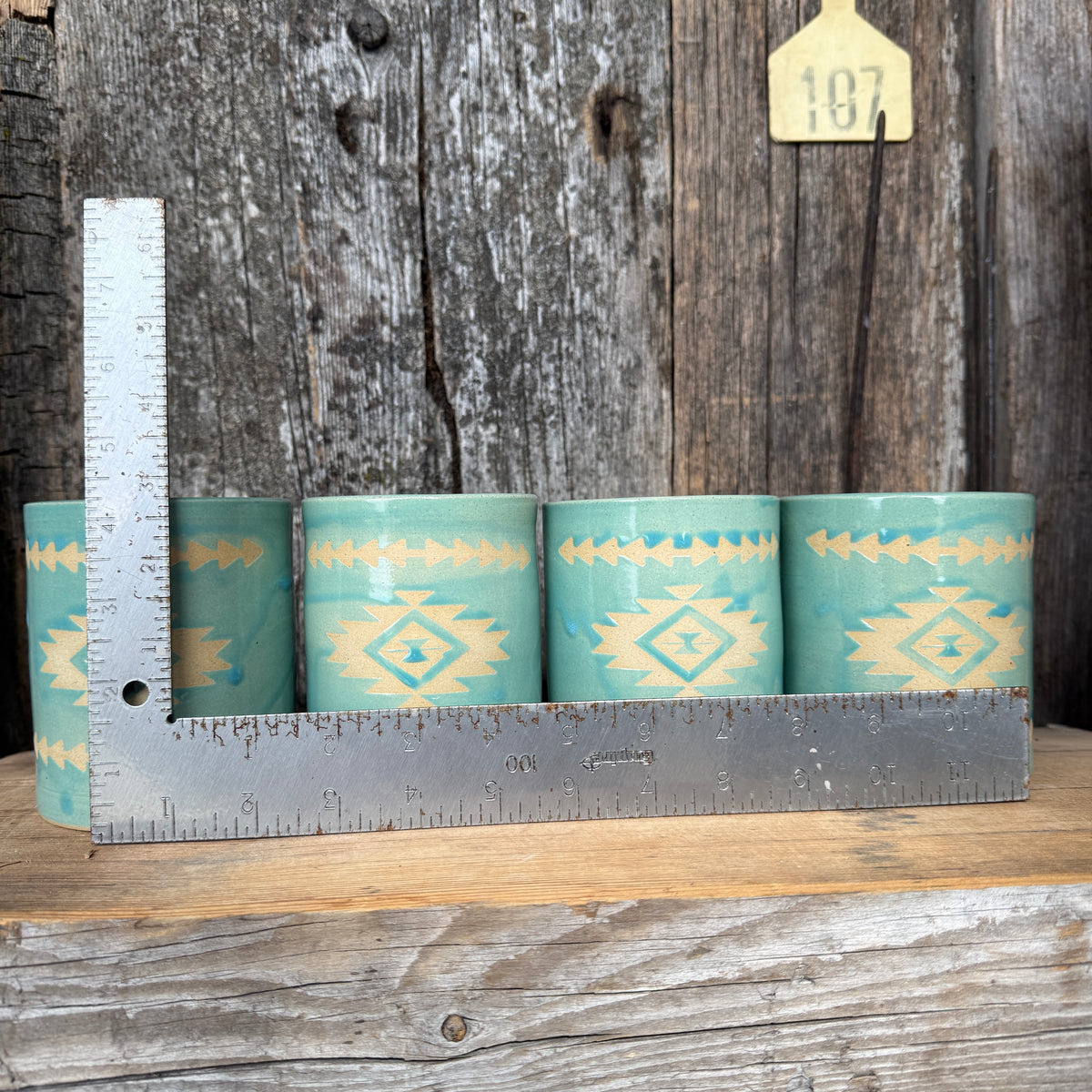 Cup Set of 4 - Tiffany Turquoise Southwestern