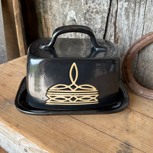 Butter Dish Gunmetal Bootstitch