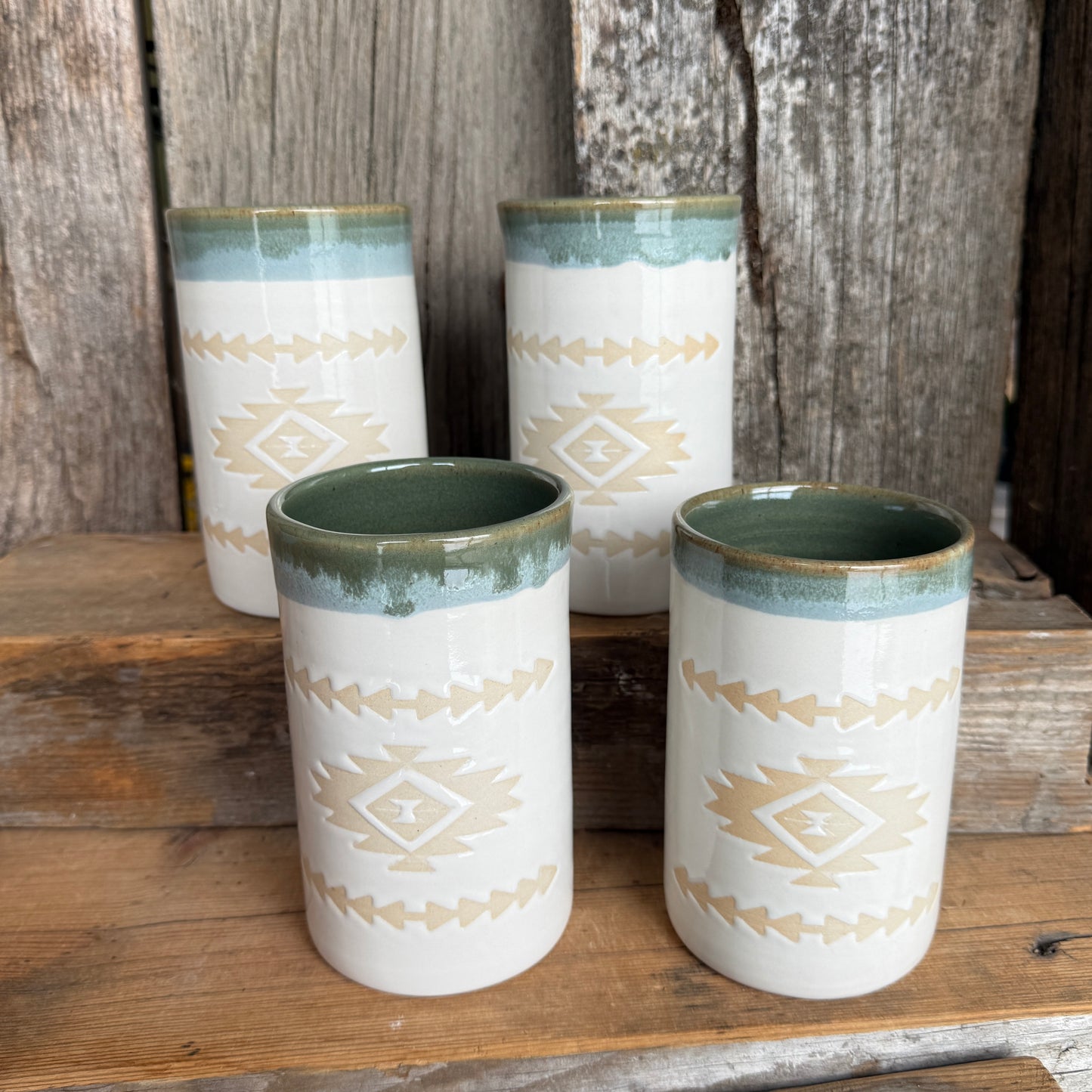 Cup Set of 4 - Southwestern White and Sagebrush