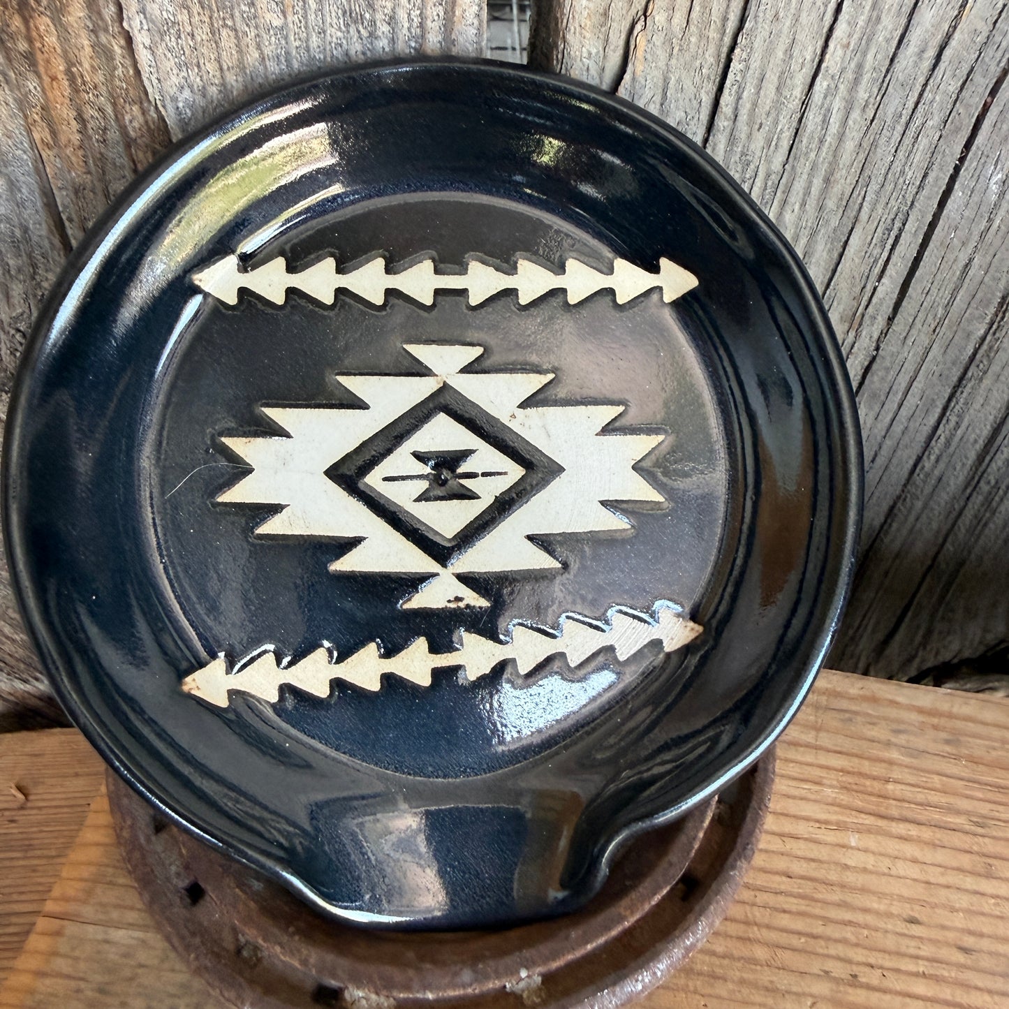Kitchen Utensil Crock, spoon rest and soap dispenser- gunmetal southwestern