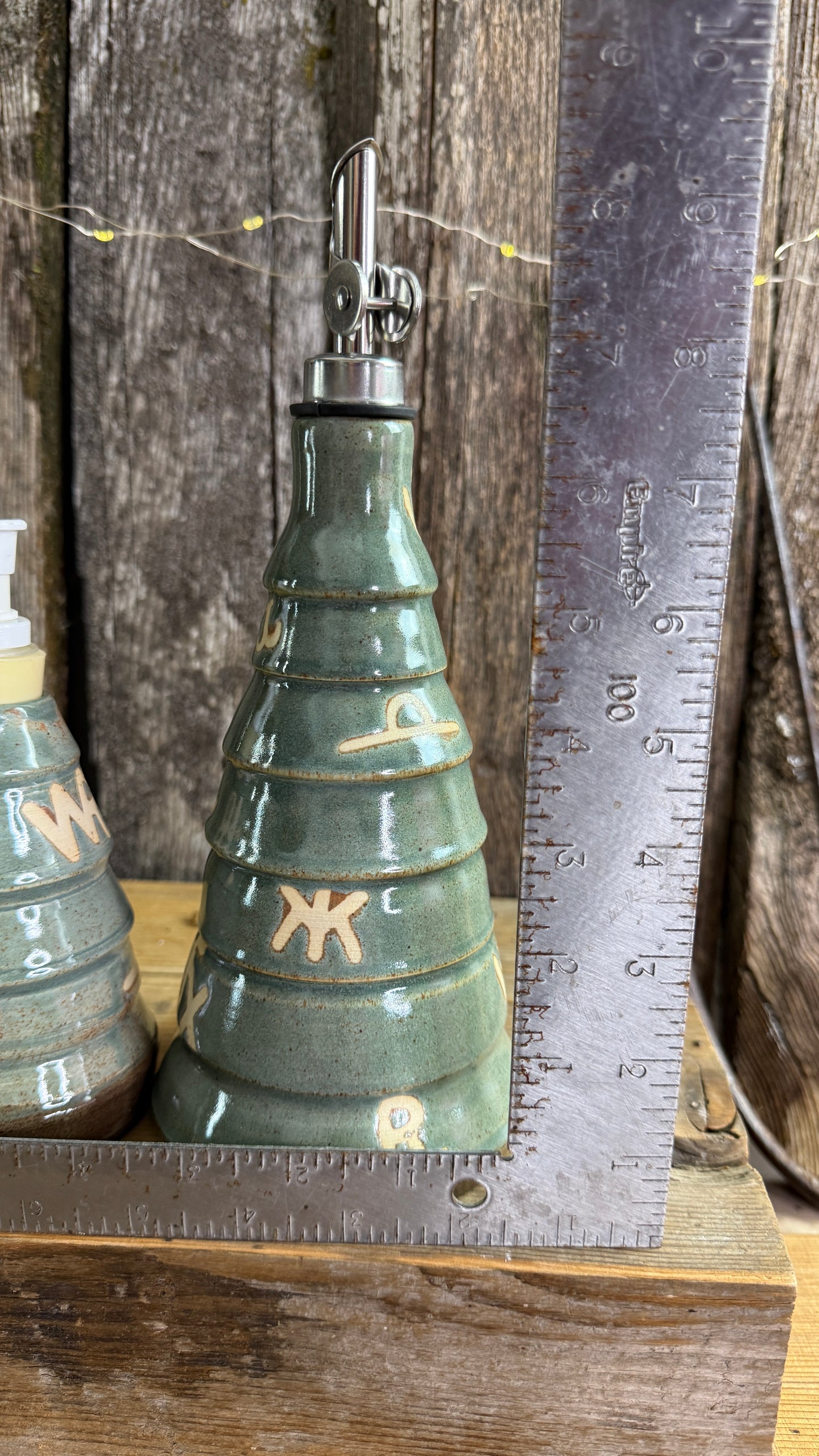 Cowboy Christmas tree oil bottle and soap dispensers set