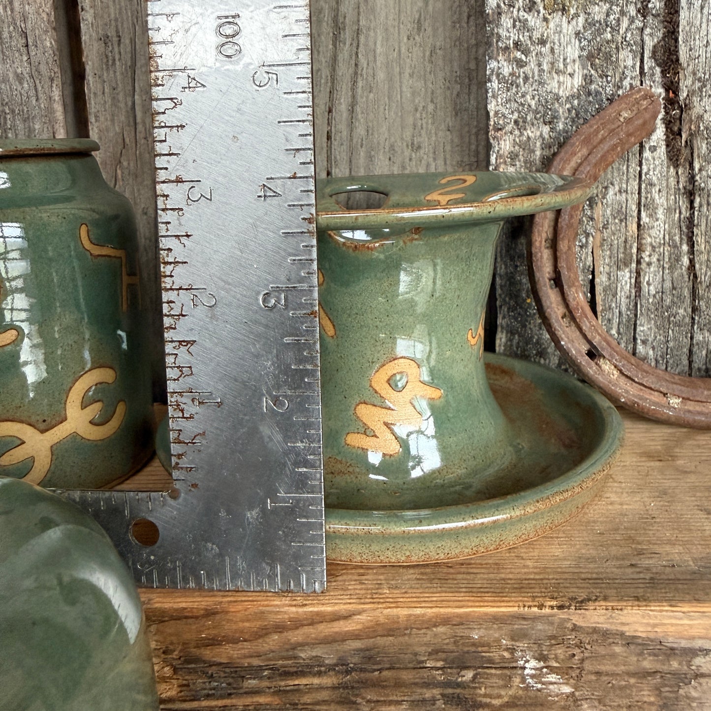 Bathroom Set of 3 - Soap Bottle, canister, and toothbrush holder - Branded Sagebrush