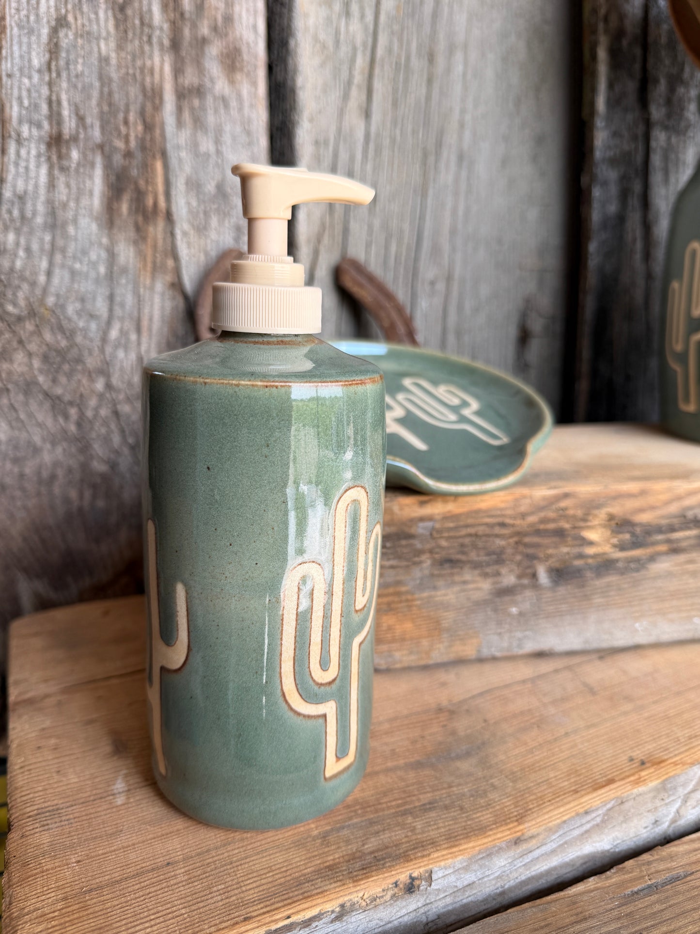 Kitchen Utensil Crock, spoon rest and soap dispenser- sagebrush cactus