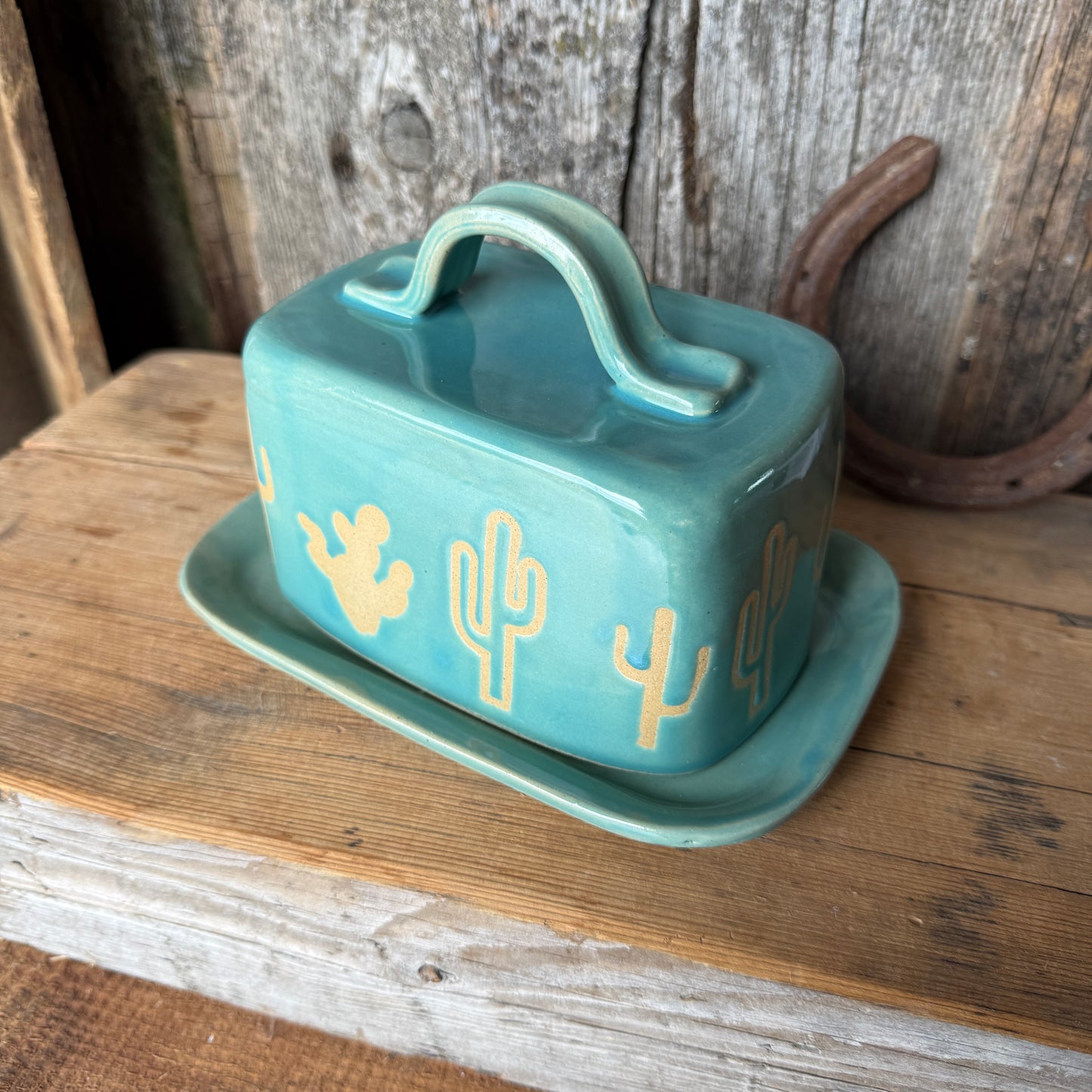 Butter Dish cactus Tiffany Turquoise