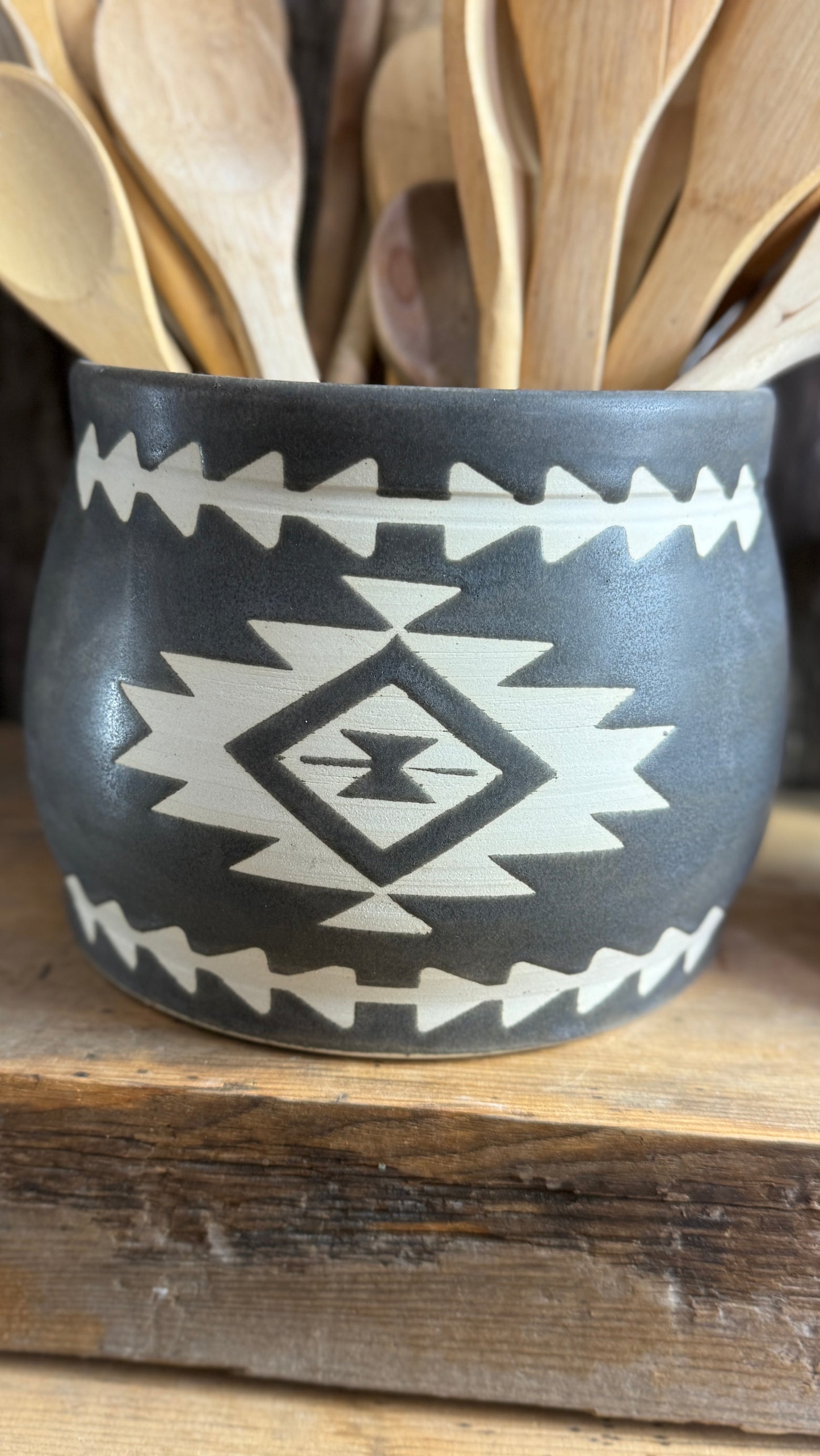 Kitchen Utensil Crock and soap dispenser - River Rock